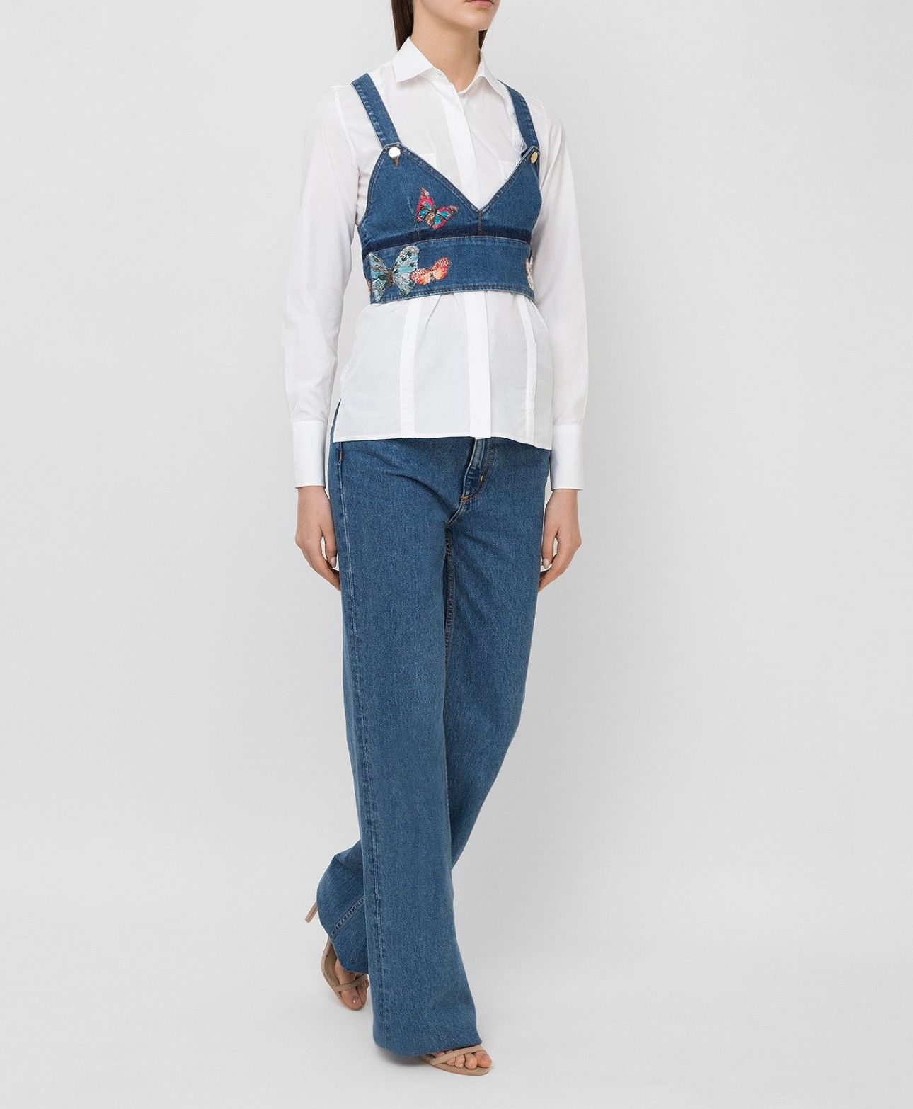 Valentino Last Valentino Embroidered Denim Top Size L / US 10 / IT 46 - 5 Thumbnail
