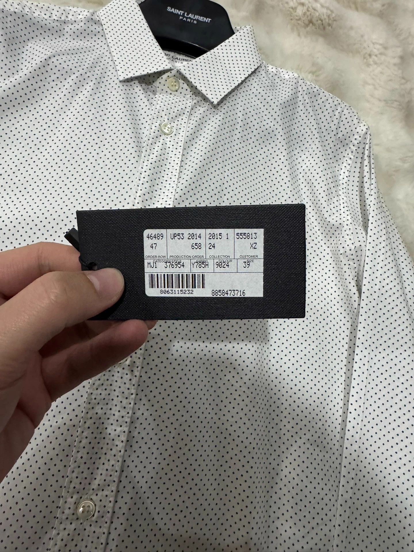 Saint Laurent Paris Saint Laurent New White Polka Dot Men's Shirt 39 Size US XXS / EU 40 - 2 Thumbnail
