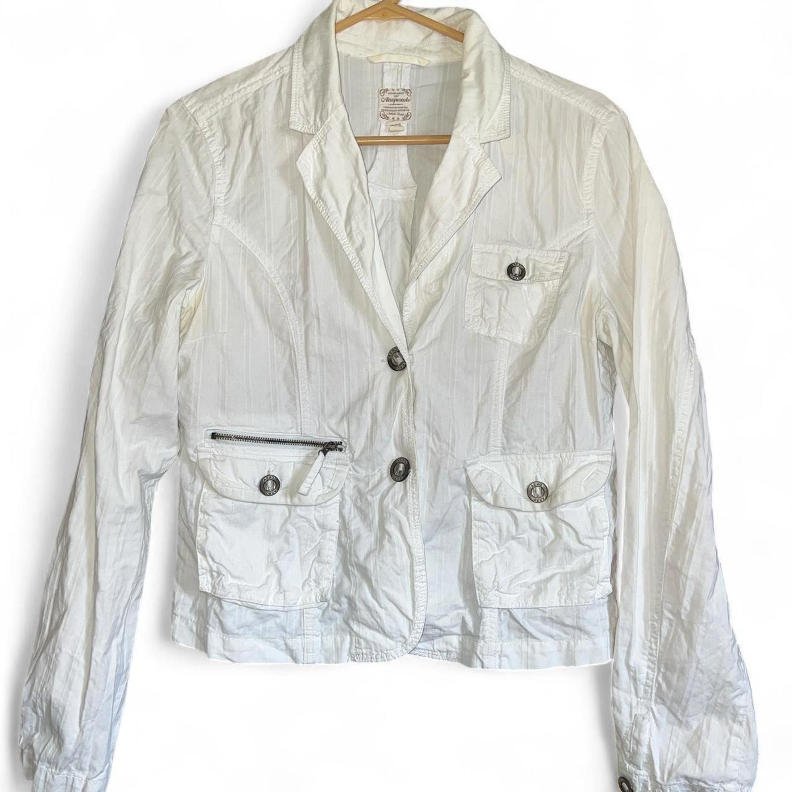 Aeropostale White lightweight cotton blazer Size L / US 10 / IT 46 - 1 Thumbnail
