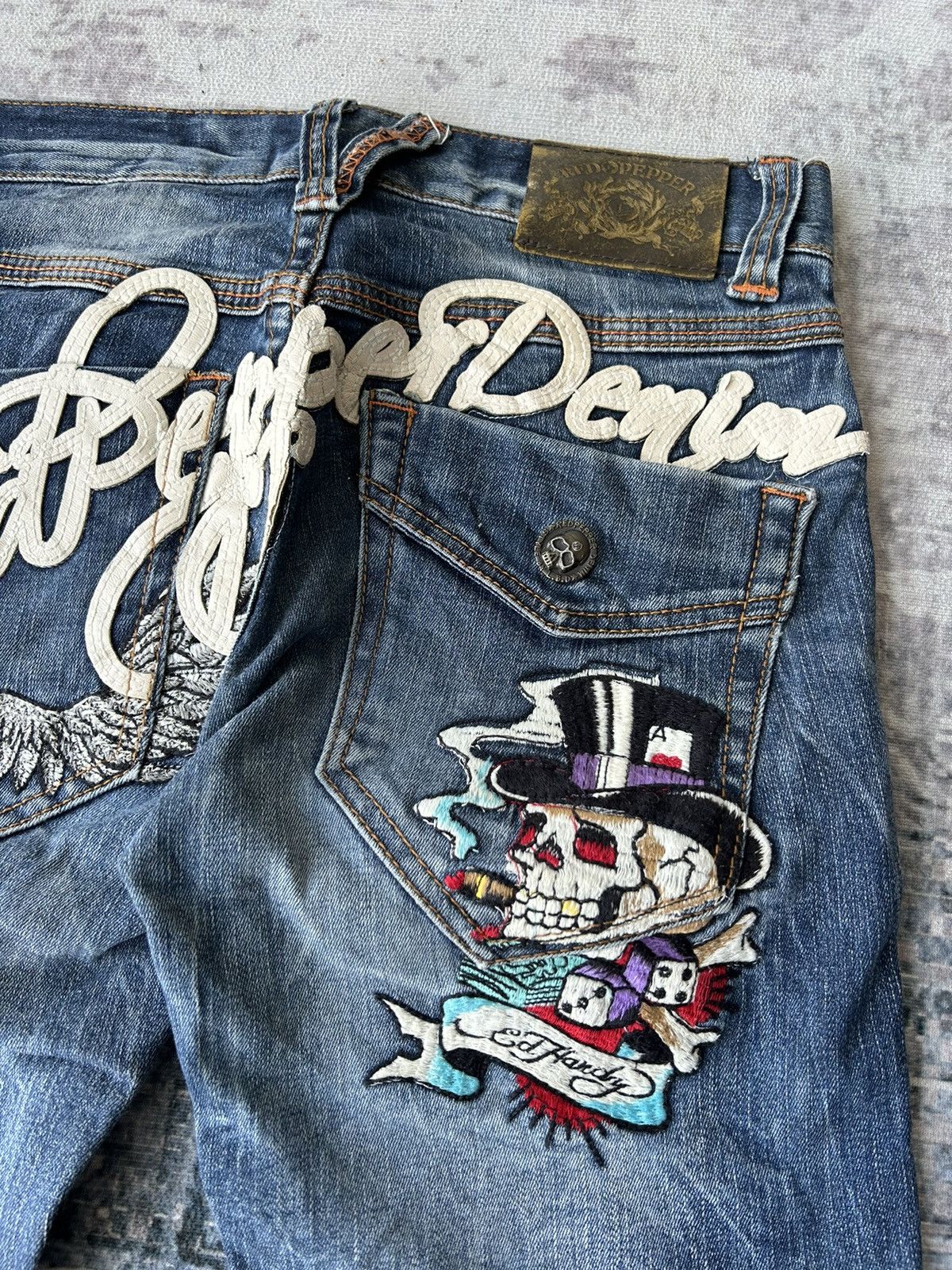 Ed Hardy ☠️Ed Hardy Skull Embroidery Jeans☠️ Size 30" / US 8 / IT 44 - 8 Thumbnail