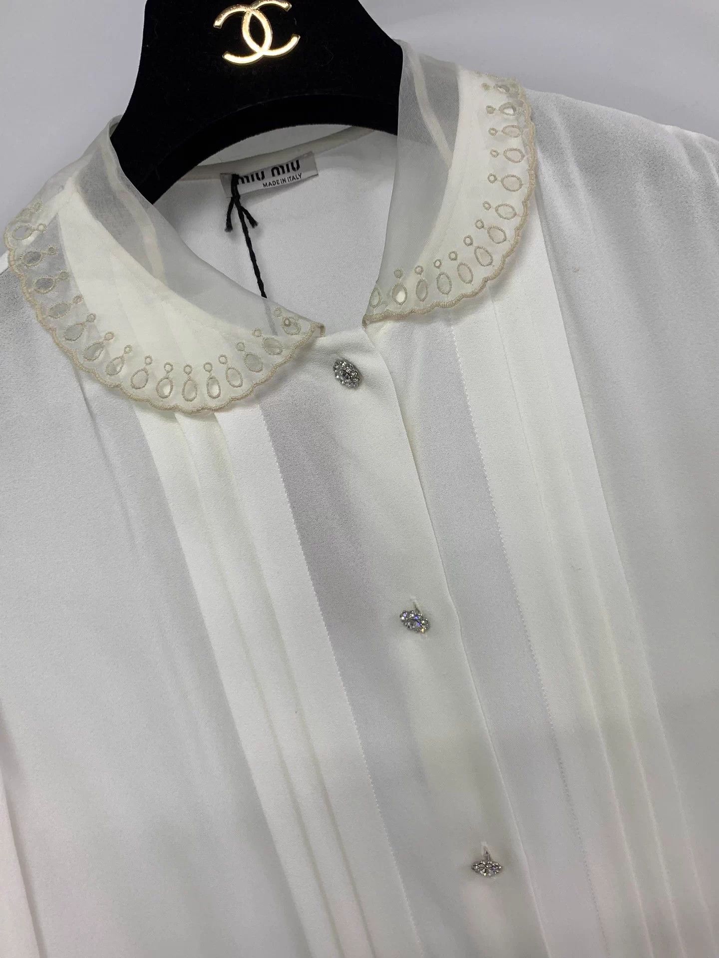 Miu Miu MIU MIU Doll Collar White Shirt 38 NWT Size S / US 4 / IT 40 - 2 Thumbnail