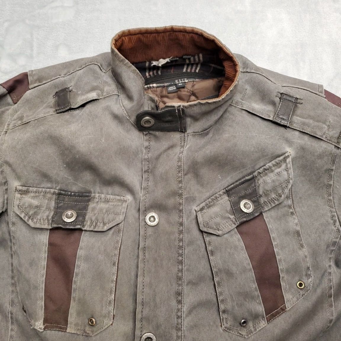 Speedo Speed Strength Jacket Mens Medium Quilted Padded Moto Fame Fortune Distressed Size US M / EU 48-50 / 2 - 5 Thumbnail
