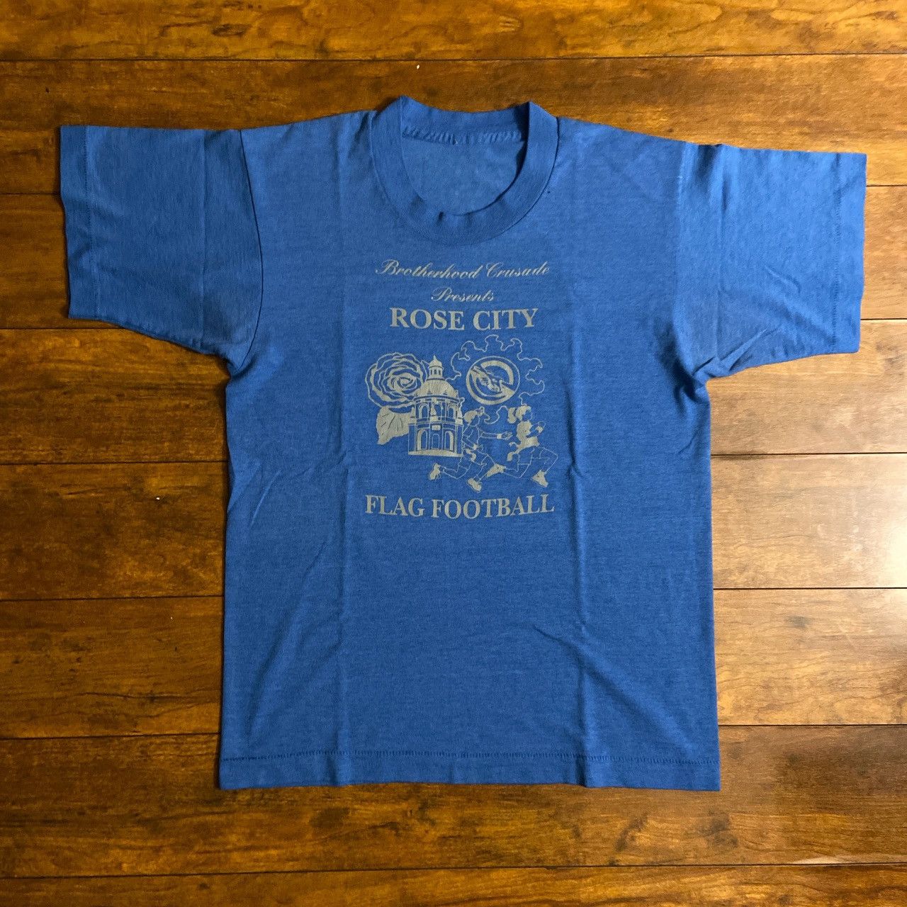 Vintage 1980s vintage blue graphic single stitch t shirt Size US S / EU 44-46 / 1 - 1 Preview