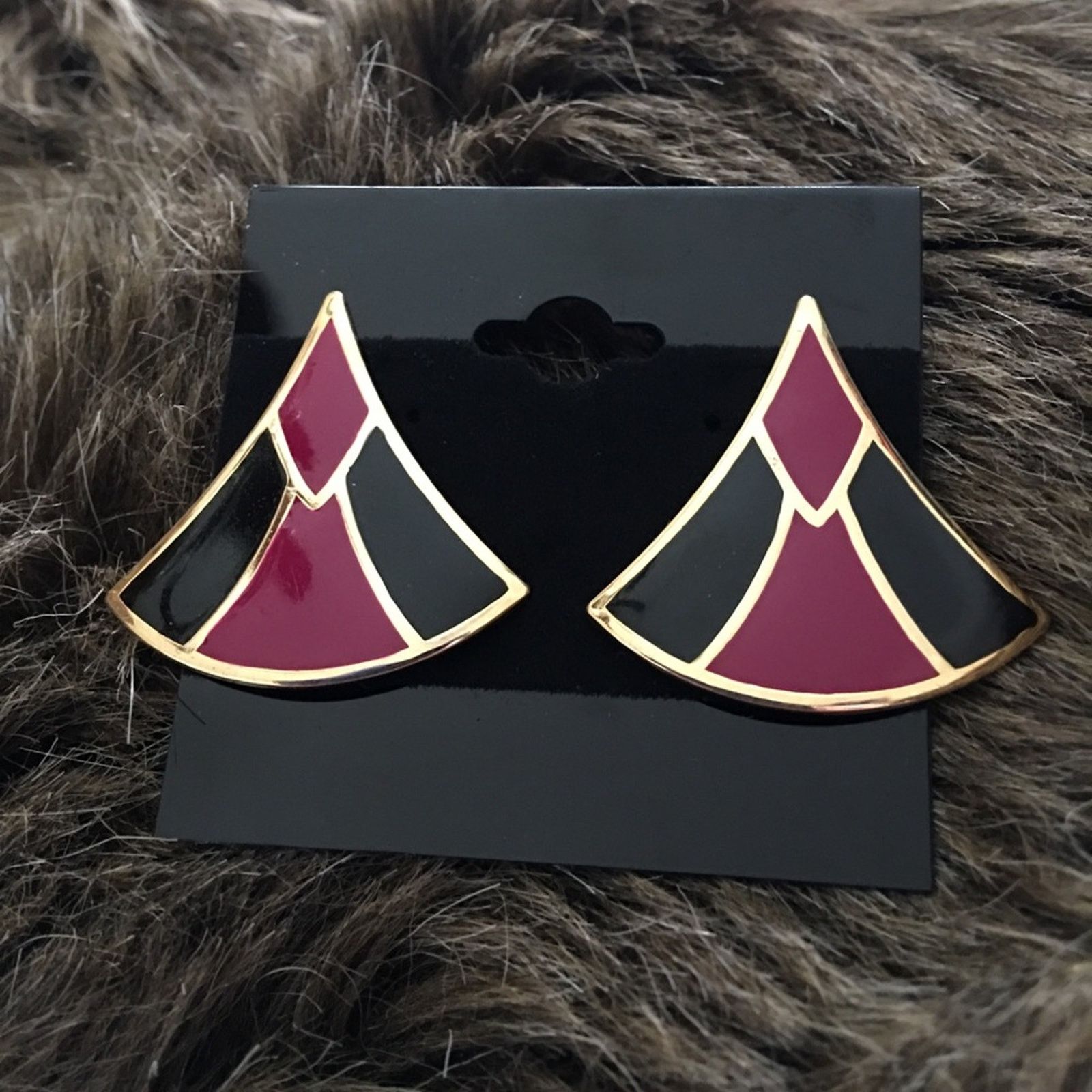 Vintage Vintage gold tone enamel pierced earrings Size ONE SIZE - 2 Thumbnail