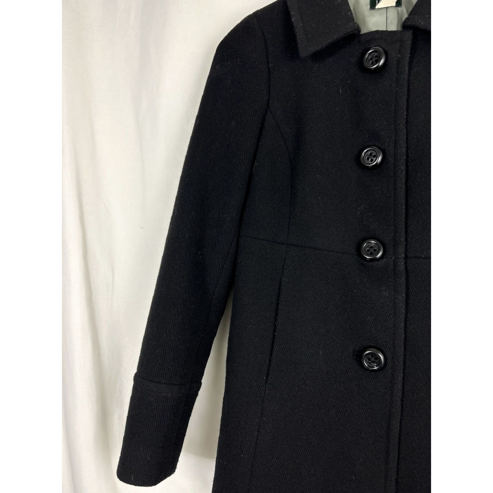J.Crew J Crew Womens Size 0 Black Wool Dress Lined Pea Coat Knee Length Coat Womens 0 Black Wool Pea Coat Lined Dress Knee Length Size XS / US 0-2 / IT 36-38 - 2 Thumbnail