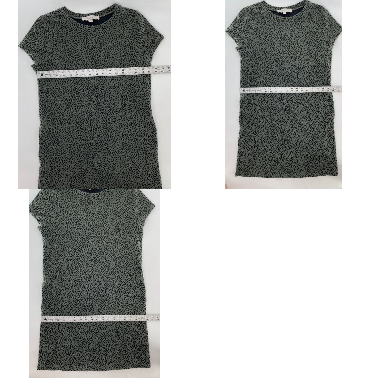 Loft LOFT Green Black Textured Shift Dress Pockets Short Sleeve PS Petite Women Shirt Dress Mens Womens Girls Boys? Size 28" / US 6 / IT 42 - 8 Thumbnail