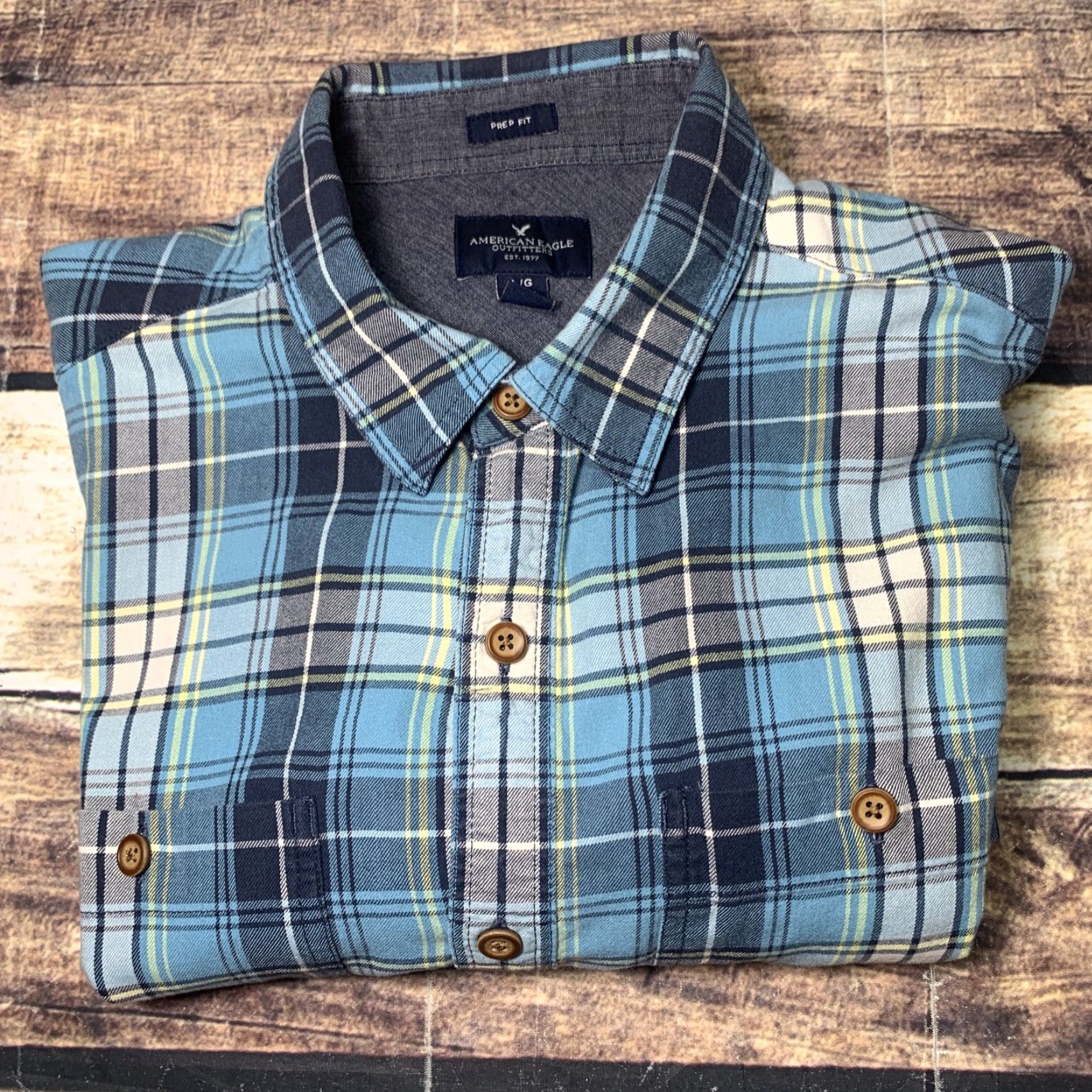 American Eagle Outfitters American Eagle Outfitters Mens Long Sleeve Shirt Sz Large Blue Plaid Button Down Size US L / EU 52-54 / 3 - 7 Thumbnail