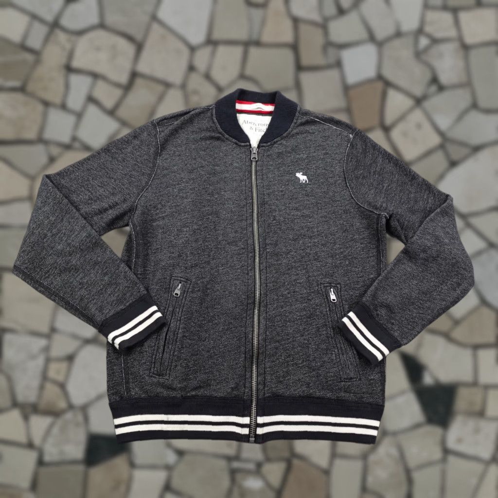 Abercrombie & Fitch Abercrombie & Fitch Jacket Mens Medium Gray Varsity Bomber Full Zip Muscle Y2K Size US M / EU 48-50 / 2 - 1 Thumbnail