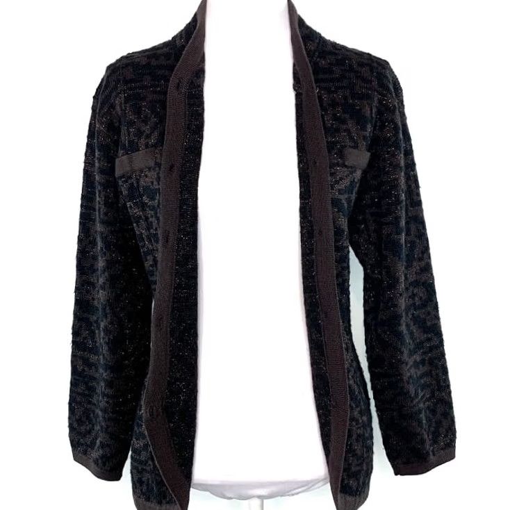 Jaeger JAEGER Womens Sweater S Button Front Metallic Sparkly Wool Blend Cardigan Size S / US 4 / IT 40 - 3 Thumbnail
