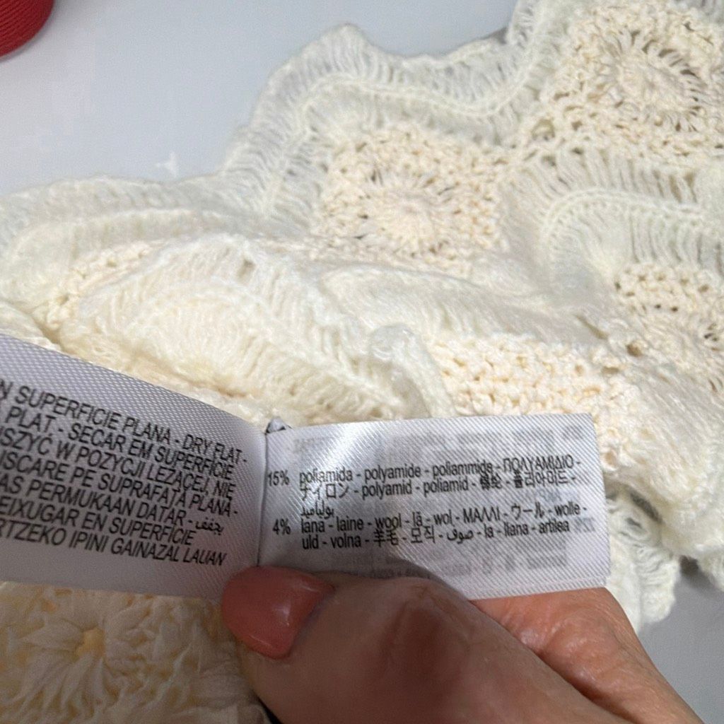 Zara NWT Zara Limited Edition Crochet Knit Scarf Ecru – 96” Long Size ONE SIZE - 8 Thumbnail