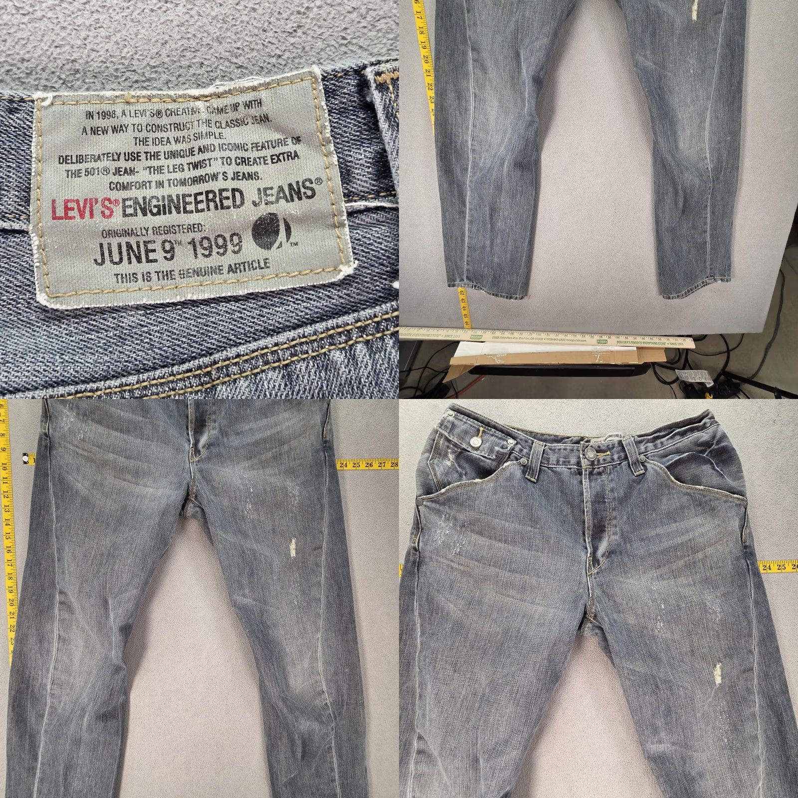 Levi's Levi's Engineered Jeans Mens 33x32 Blue 10th Anniversary Distressed Pockets Straight Denim Cotton Vintage: No? Size US 33 - 8 Thumbnail