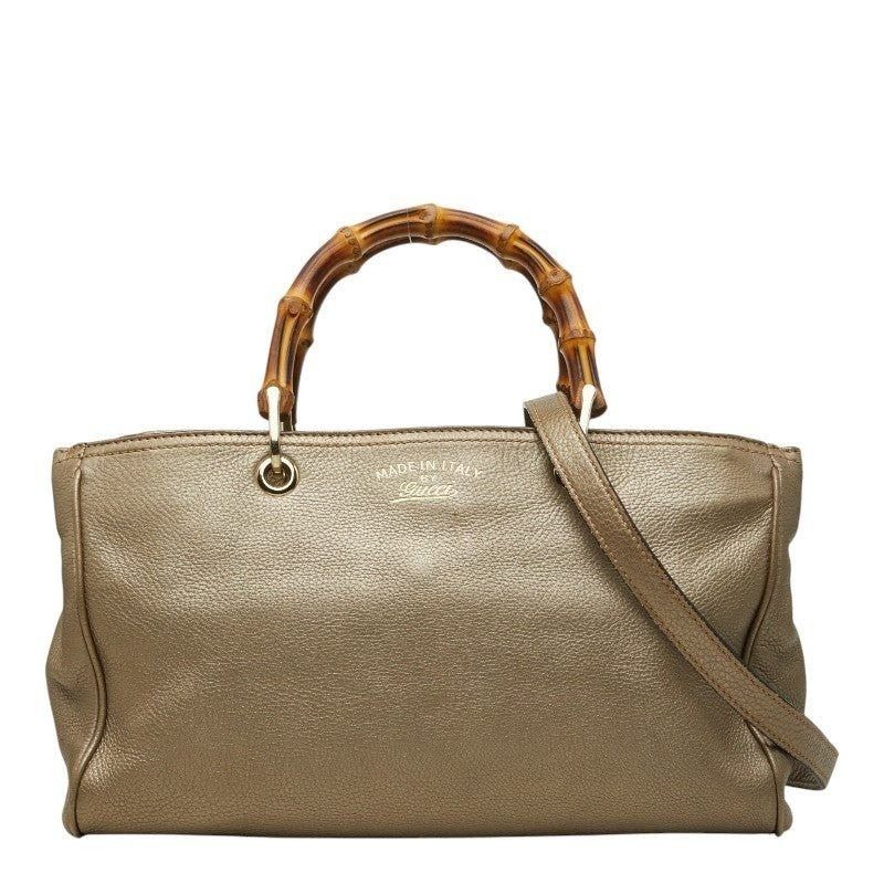 Gucci Gucci Bamboo Leather Handbag Gold Size ONE SIZE - 1 Thumbnail