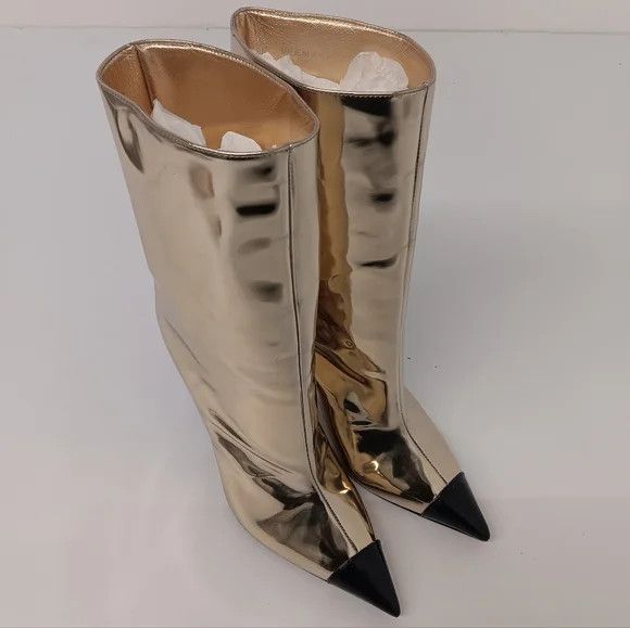 Jimmy Choo Jimmy Choo Cierra Metallic Cap-Toe Stiletto Booties - EU36.5 Size US 6.5 / IT 36.5 - 2 Thumbnail