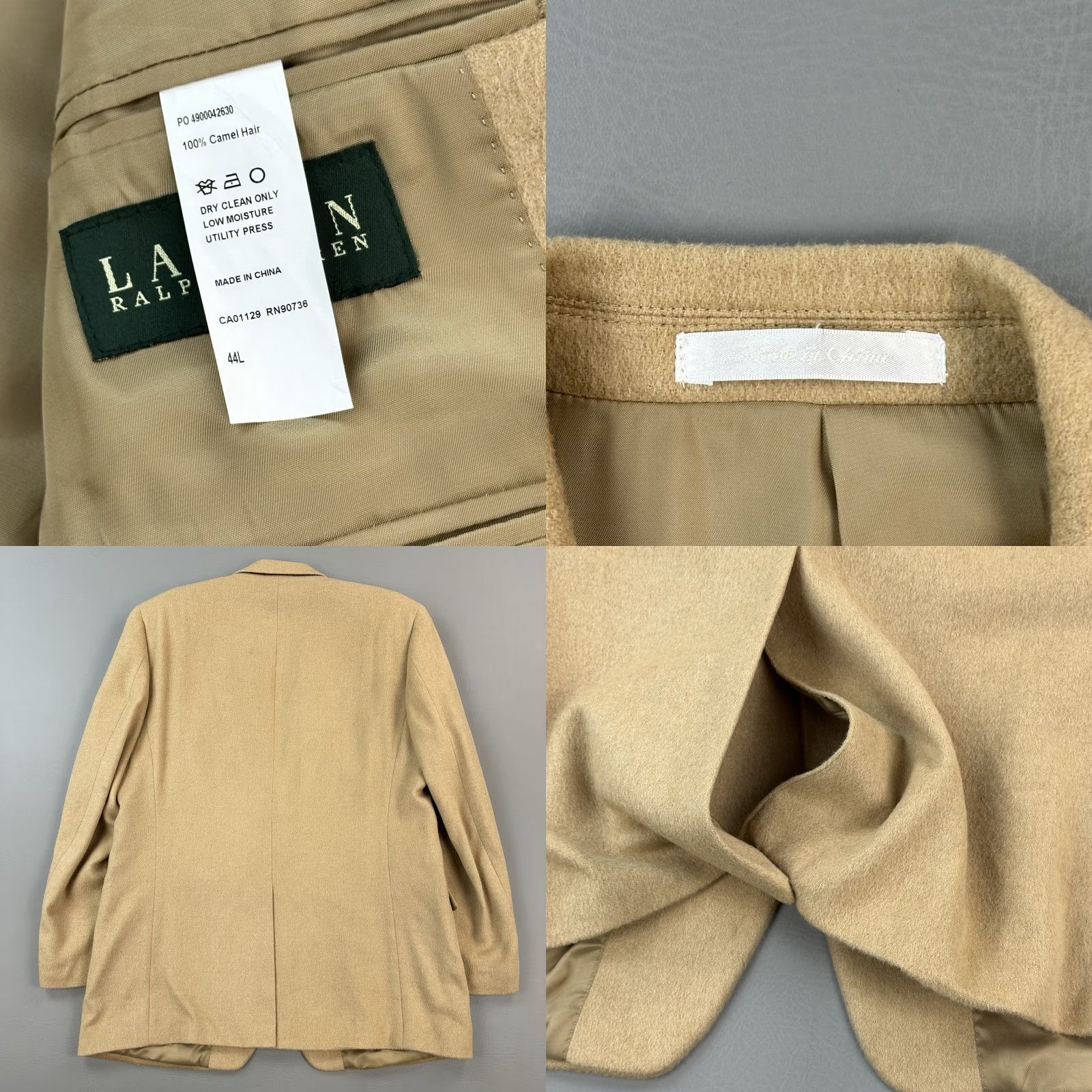 Ralph Lauren VINTAGE Lauren Ralph Lauren Blazer Mens 44L Tan Camel Hair Sport Coat Classic Size 44R - 8 Thumbnail