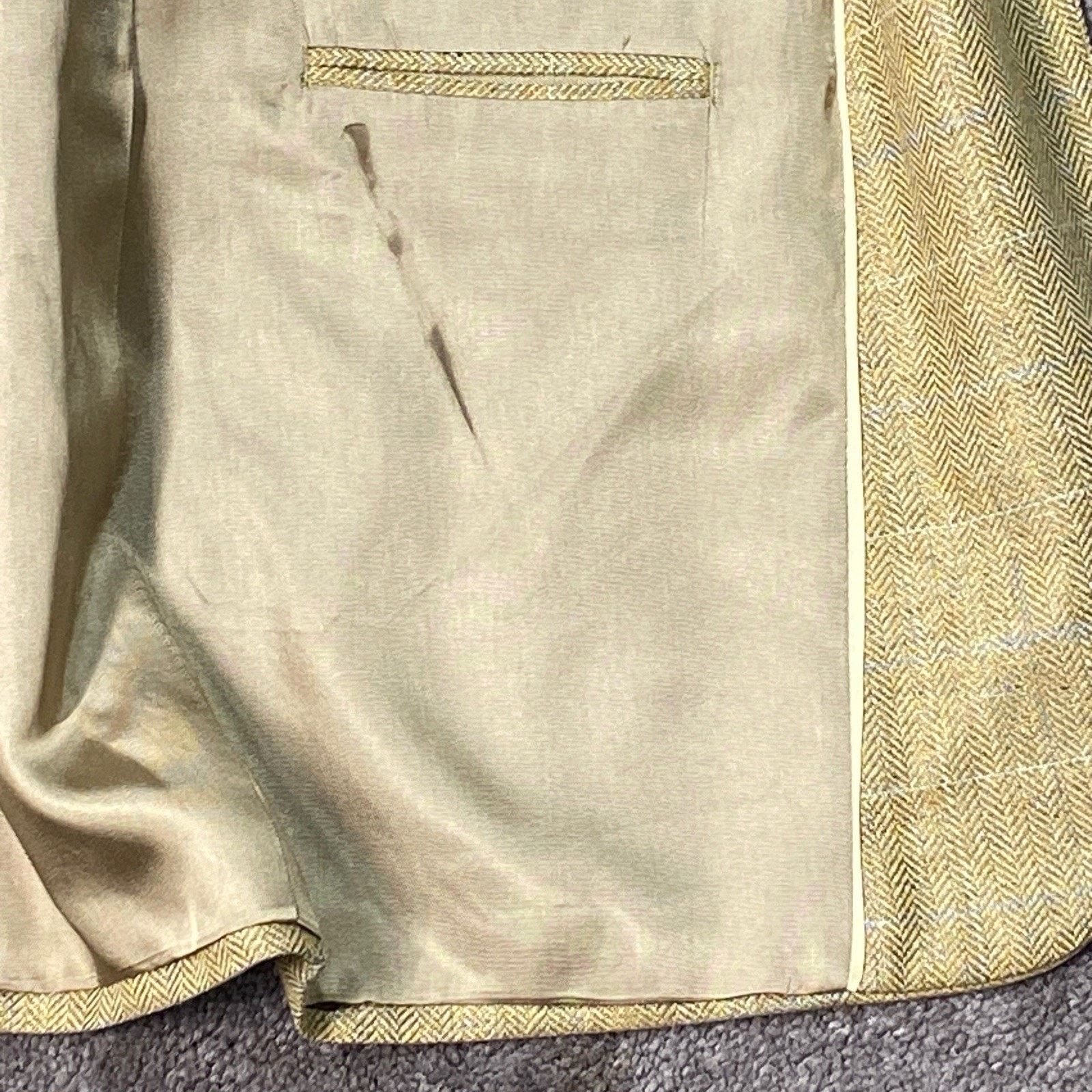 Lands' End Lands' End Men 44 LONG 100% Silk Herringbone Blazer Size 44L - 10 Thumbnail
