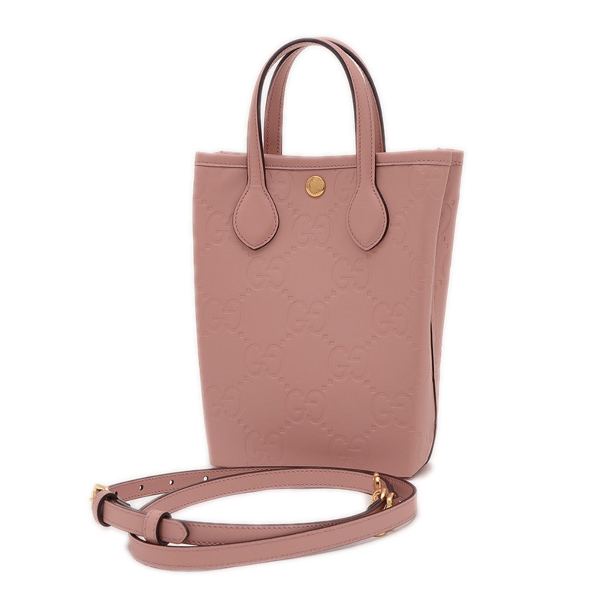 Gucci GG Leather Super Mini Shoulder Bag 2Way Pink 790133, Women's