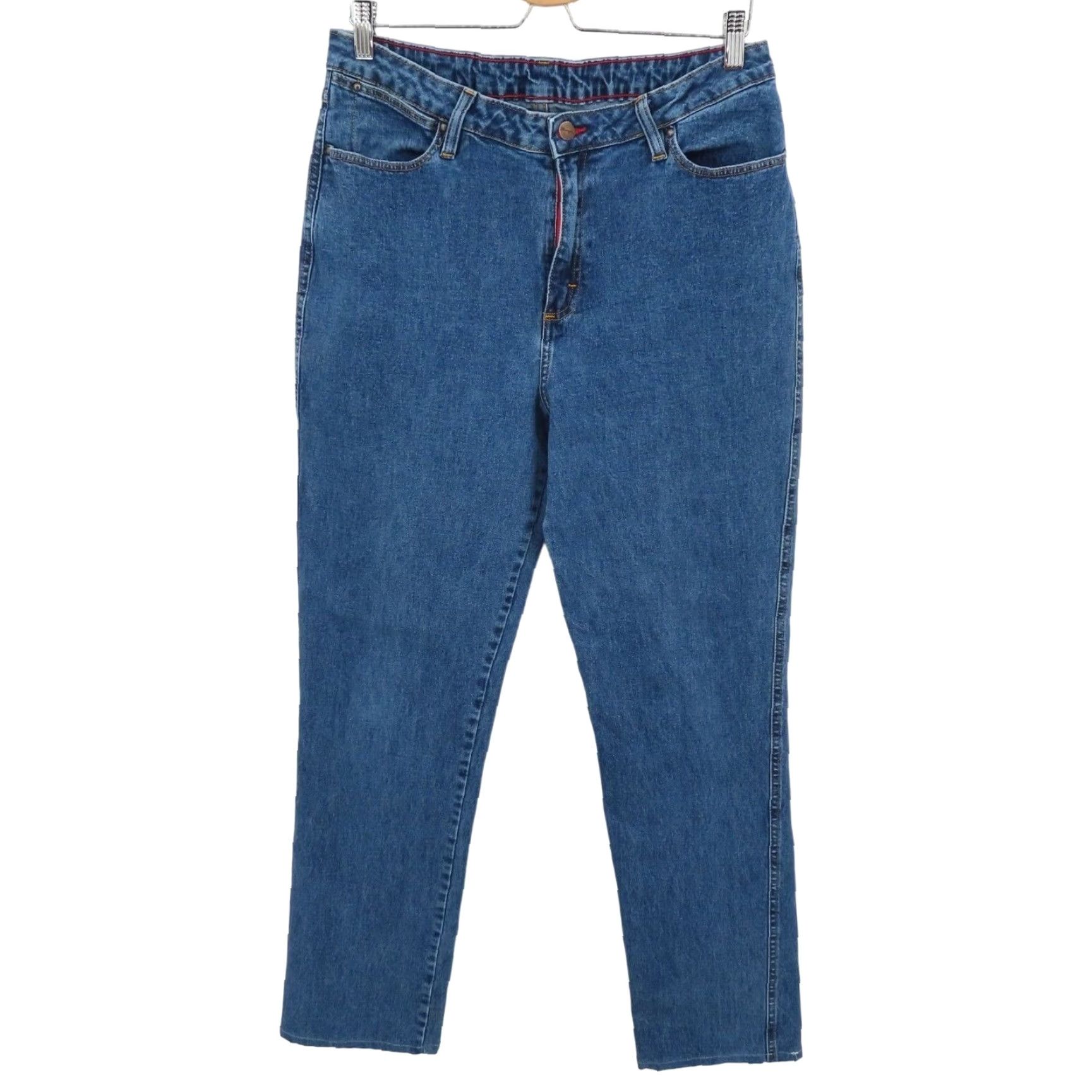 Wrangler Wrangler Womens Jeans 13/14 x 34 Medium Blue Wash Denim Straight Leg 5-Pocket Regular Size 14 Womens Jeans Blue Wash Straight Legacy and Gold Stitch Size 36" / US 14 / IT 50 - 2 Thumbnail