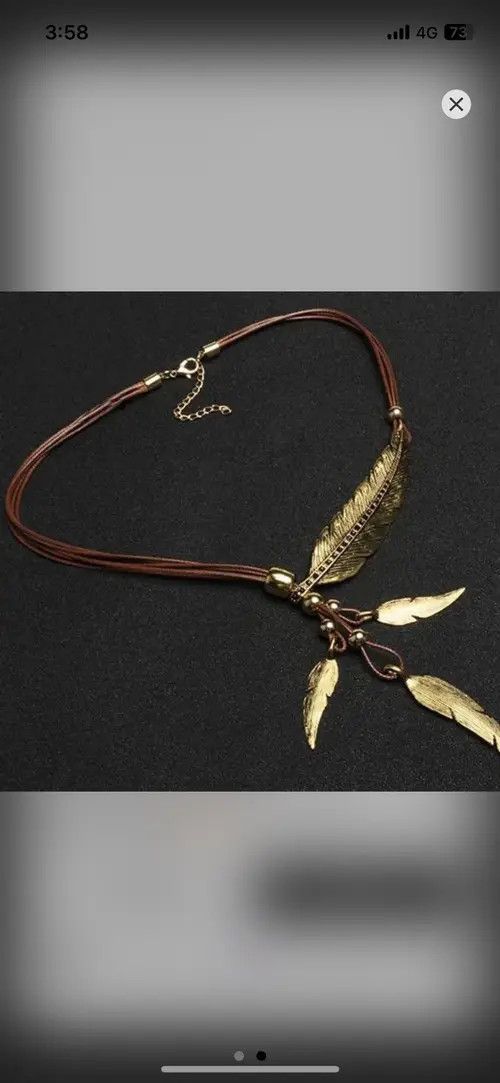 Jewelry Komura x Hada Brown Bohemian Feather Pattern Necklace Size ONE SIZE - 4 Thumbnail