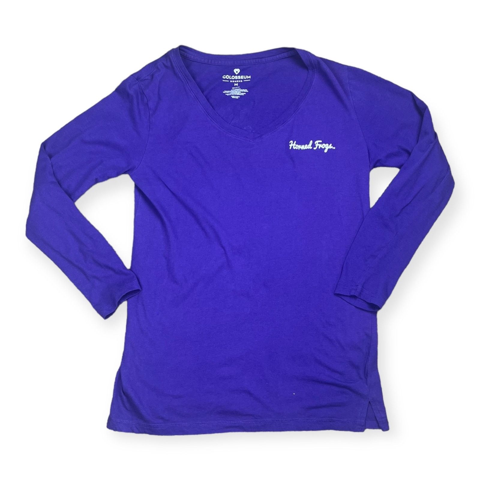 Colosseum Athletics TCU Women's Long Sleeve V-Neck Top - Purple Horned Frogs Size M / US 6-8 / IT 42-44 - 2 Thumbnail