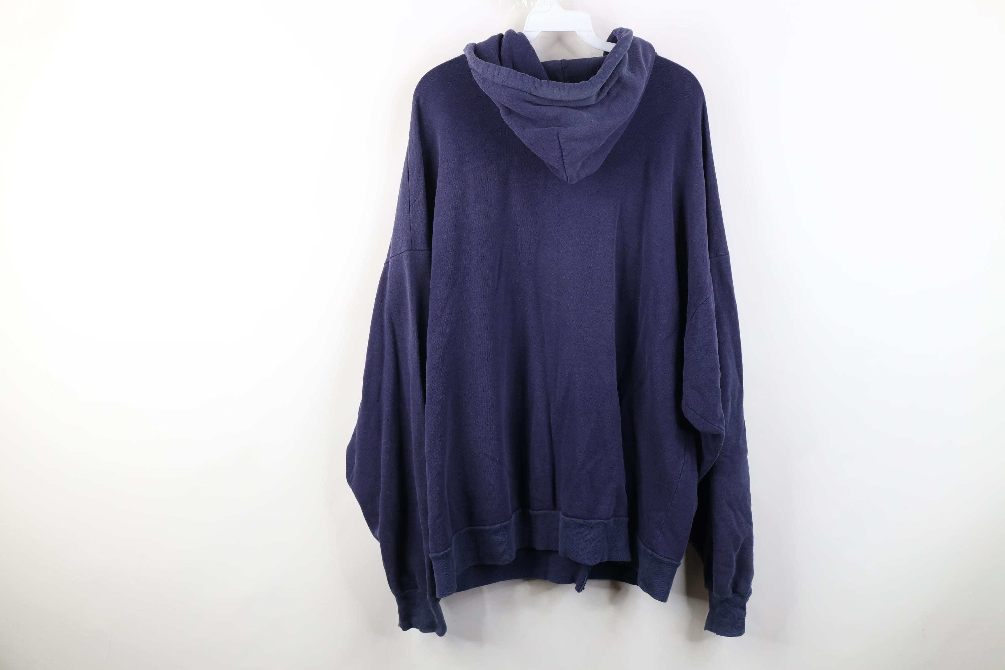Vintage Vintage 90s Streetwear Blank Full Zip Hoodie Sweatshirt Blue Size US XL / EU 56 / 4 - 15 Thumbnail