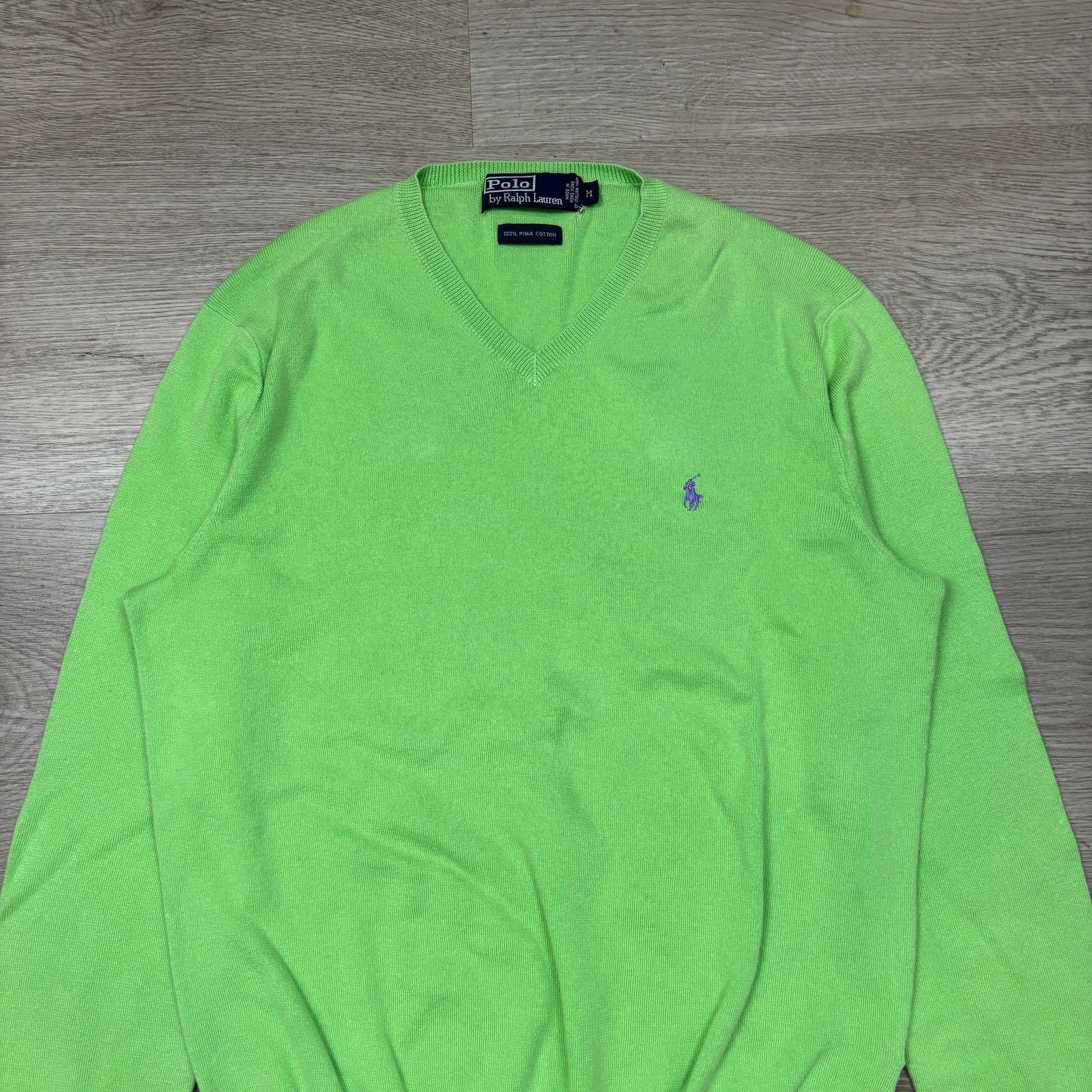 Polo Ralph Lauren × Vintage Vintage Polo Ralph Lauren Pima Cotton V Neck Sweater Medium Size US M / EU 48-50 / 2 - 2 Thumbnail