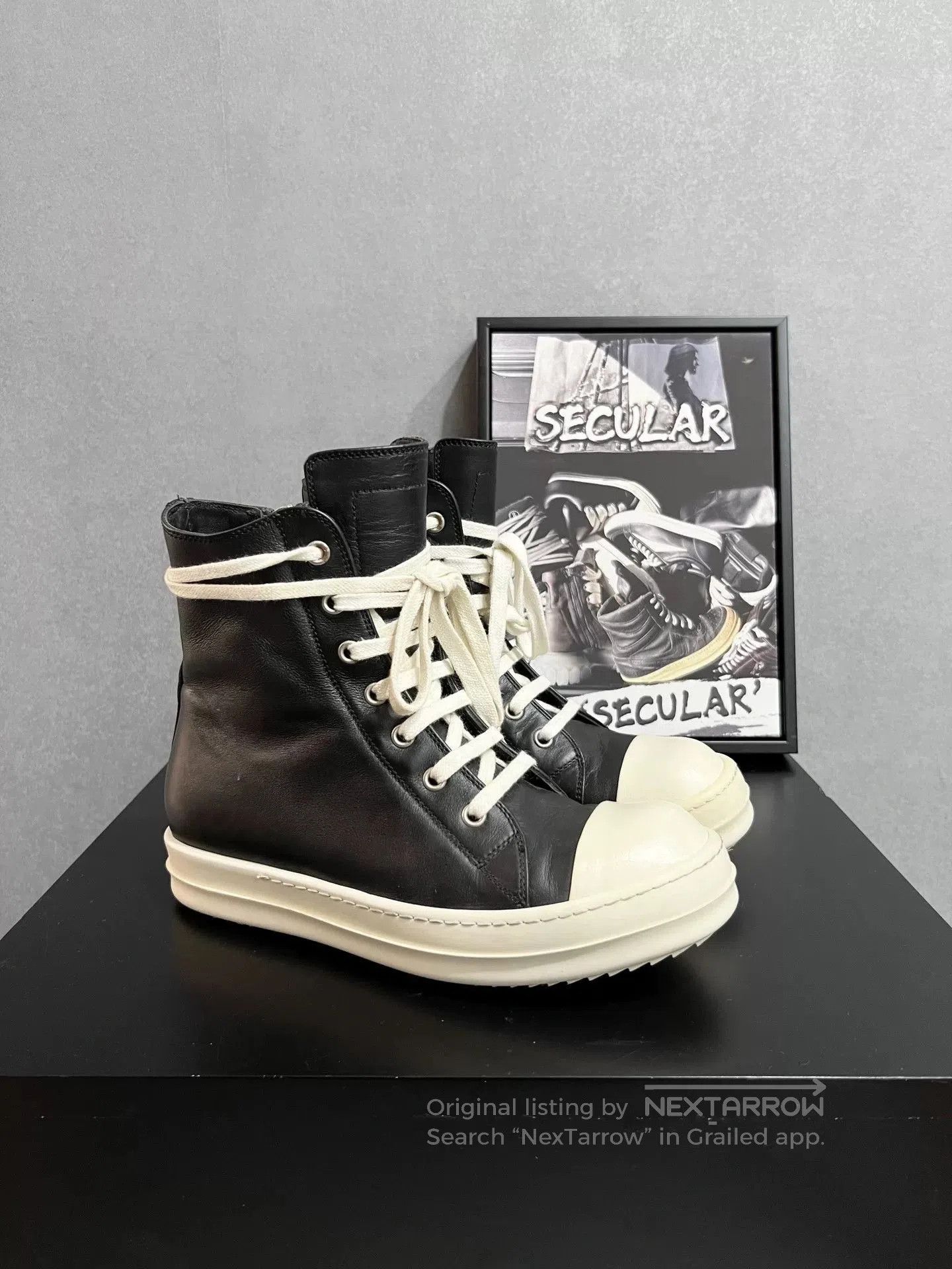 Rick Owens Rick Owens Leather High-Top Sneakers. Size US 5 / IT 35 - 1 Thumbnail