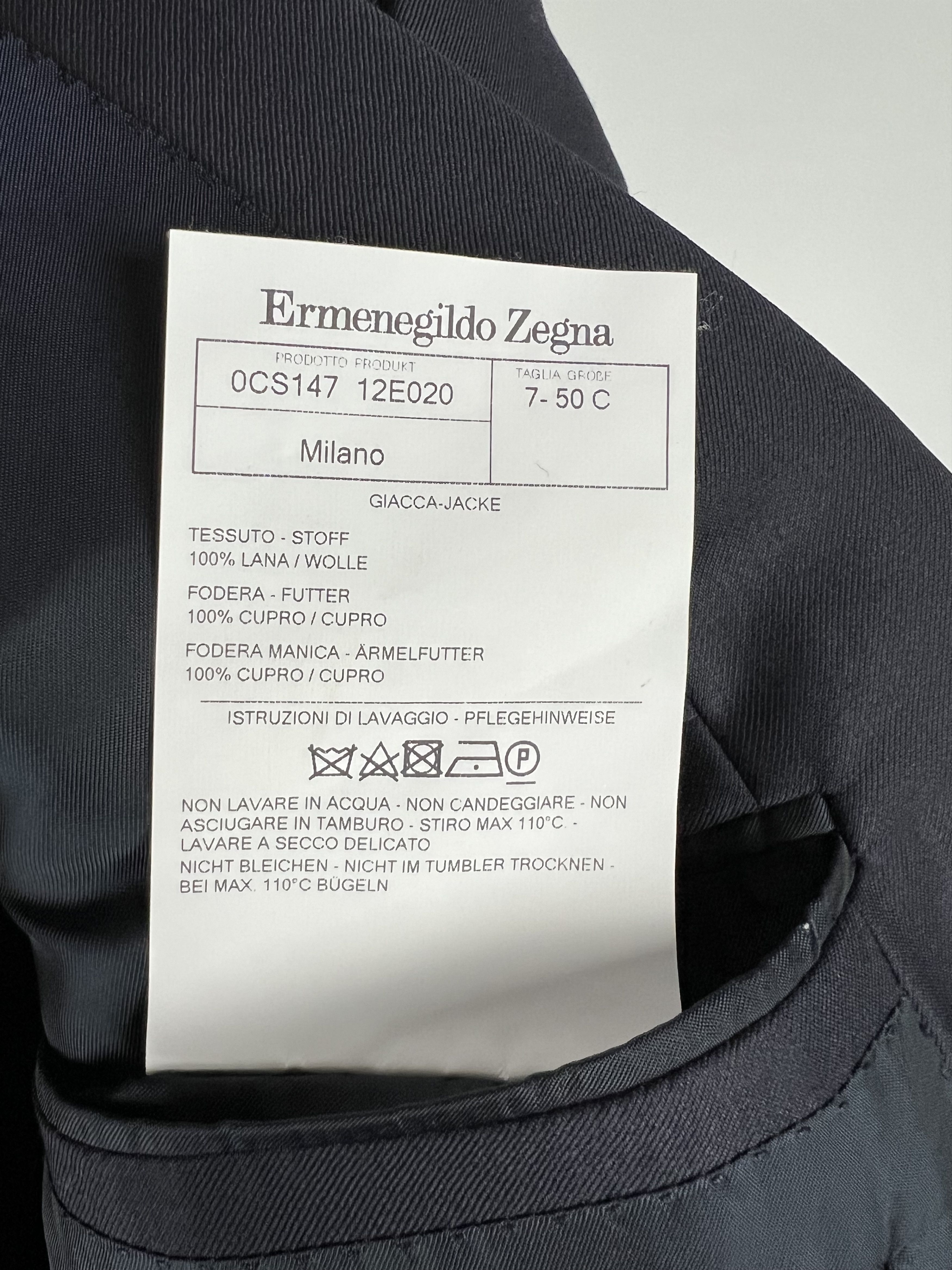 Ermenegildo Zegna Ermenegildo Zegna Trofeo Navy Blue Wool Suit Size EU50 Size 50R - 15 Thumbnail