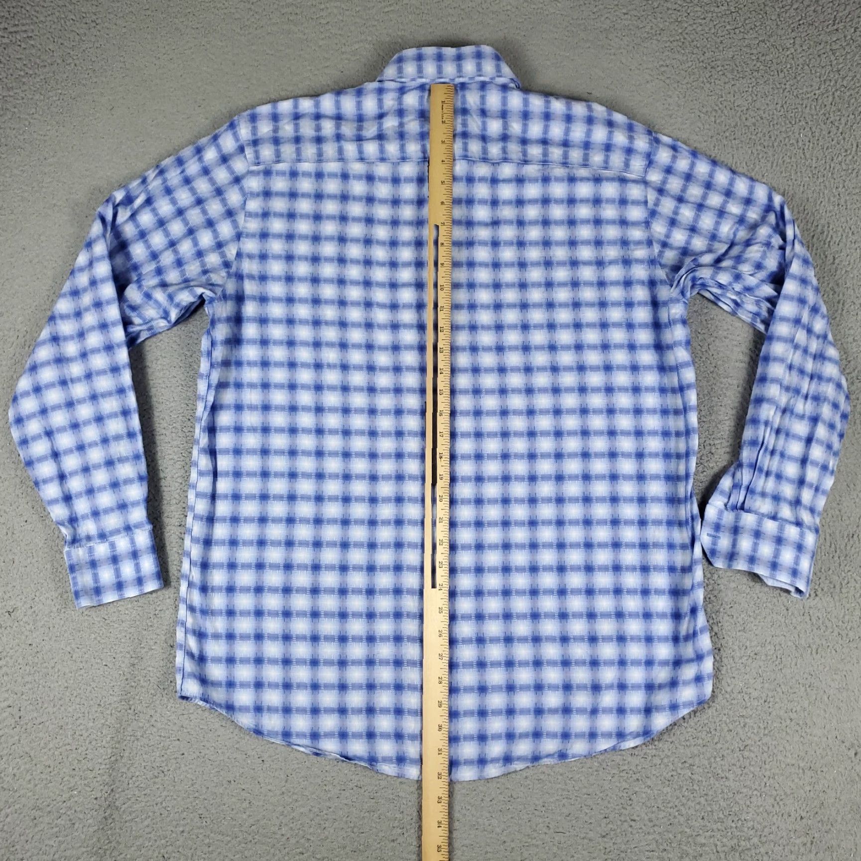 BUGATCHI VINTAGE Bugatchi Uomo Men's Shirt XL Blue Plaid Button-Up Long Sleeve Casual Formal Workwear Size US XL / EU 56 / 4 - 6 Thumbnail
