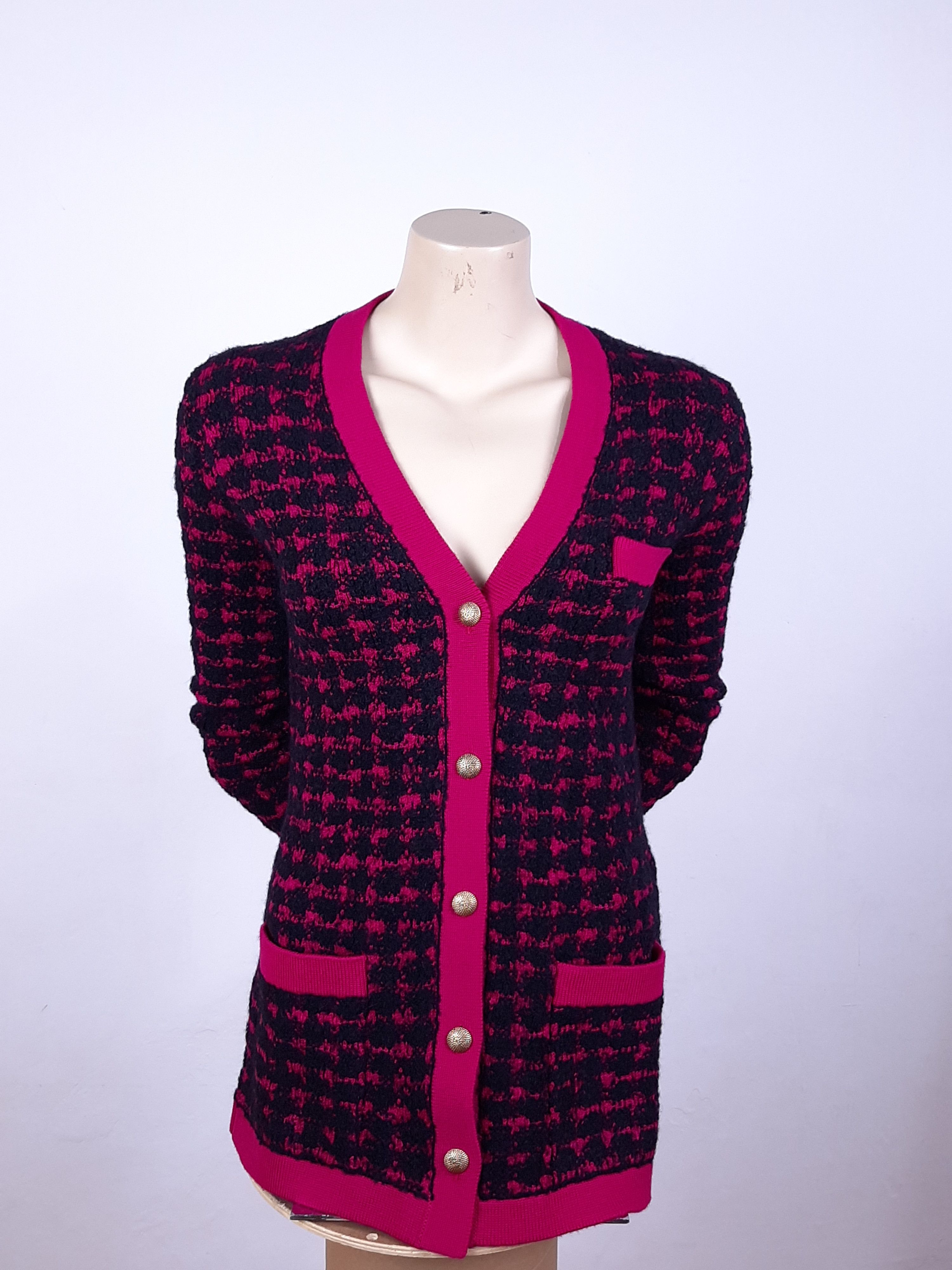 Saint Laurent Paris Saint Laurent Cardigan Purple Women's Size M Jacquard Size M / US 6-8 / IT 42-44 - 3 Thumbnail