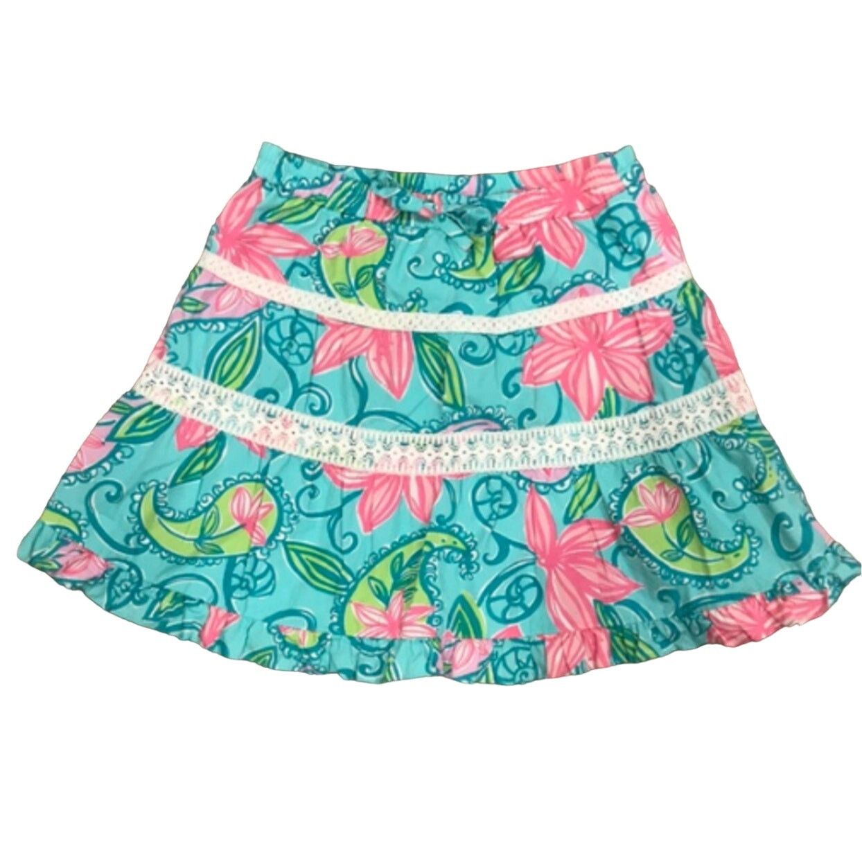 Lilly Pulitzer Lilly Pulitzer Bliss Blue Lazy Paisley Tiered Skirt XS Size 26" / US 2 / IT 38 - 1 Thumbnail