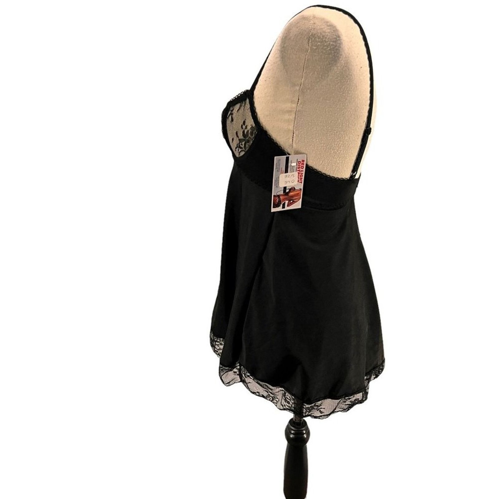 Vintage Black Semi Sheer Negligee String Thong Panty Set One Size Size ONE SIZE - 6 Thumbnail