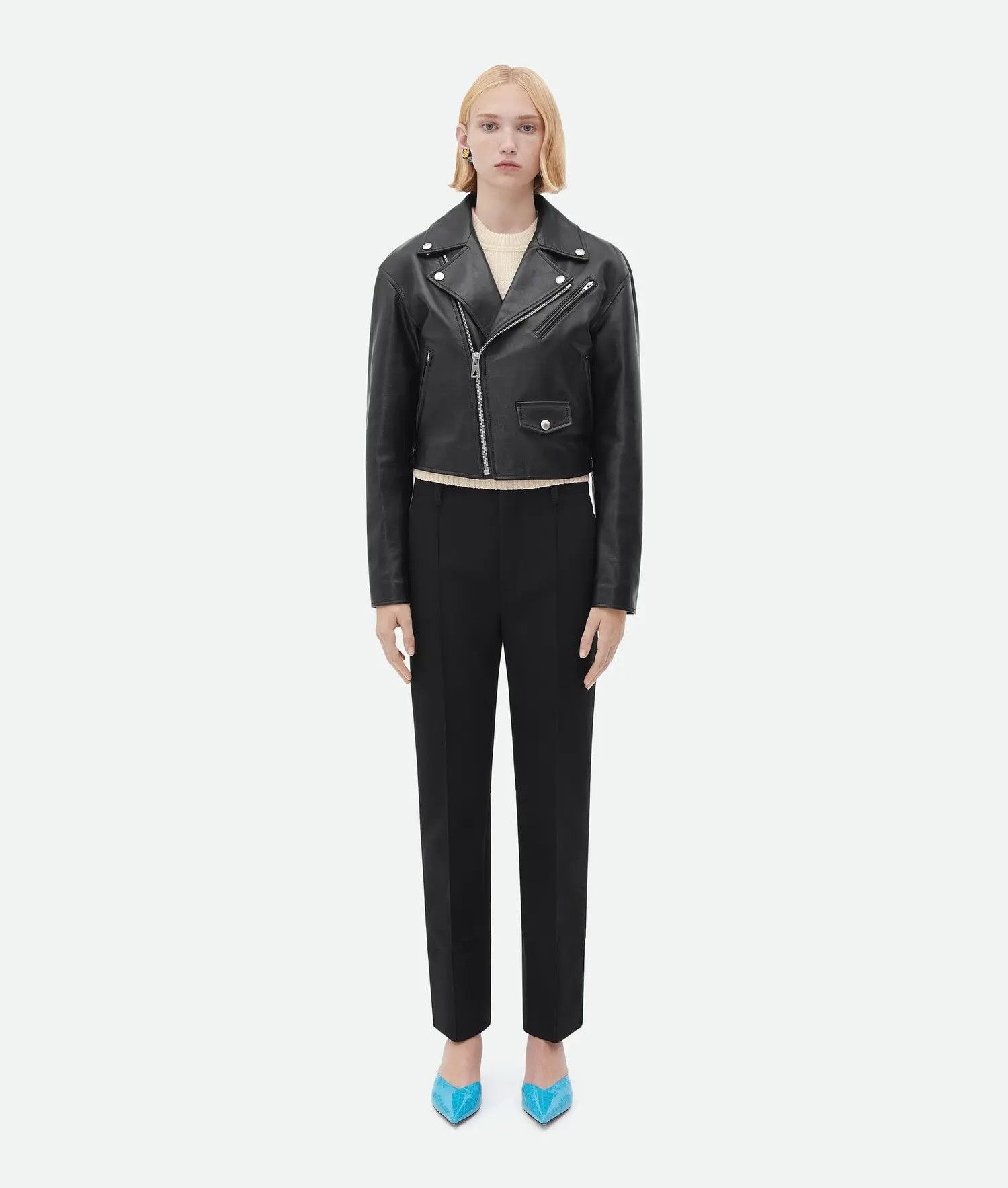 Bottega Veneta Brand New Bottega Veneta BV Women's Leather Biker Jacket 36 Size S / US 4 / IT 40 - 2 Thumbnail