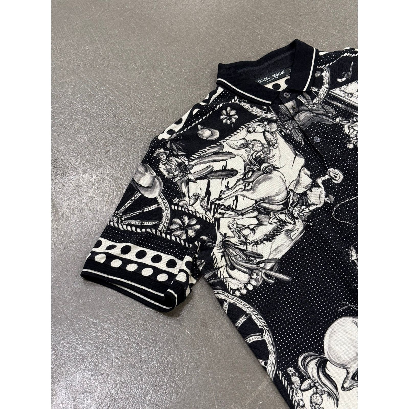 Dolce & Gabbana F/W 2016 Dolce & Gabbana Western-print Piqué Polo Shirt Size US M / EU 48-50 / 2 - 3 Thumbnail