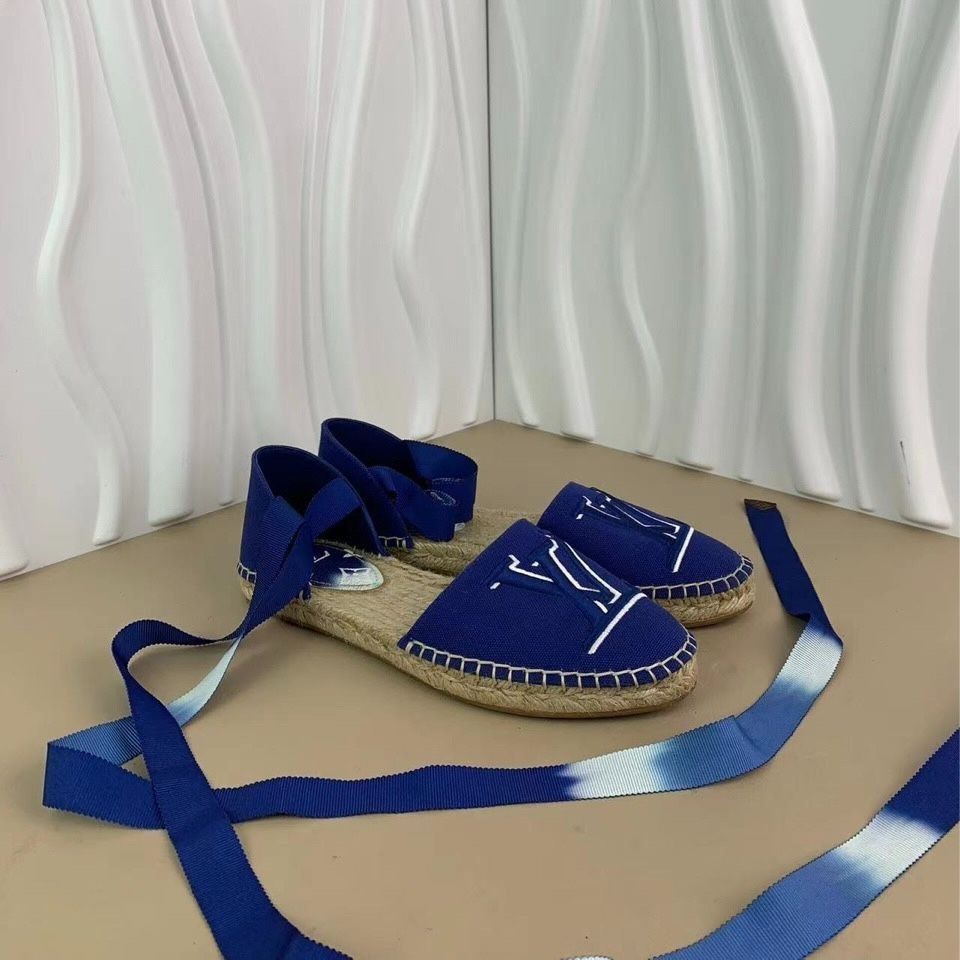 Louis Vuitton Louis Vuitton Lv Starboard Womens Blue Linen Flat Sandals Si Size US 6 / IT 36 - 8 Thumbnail