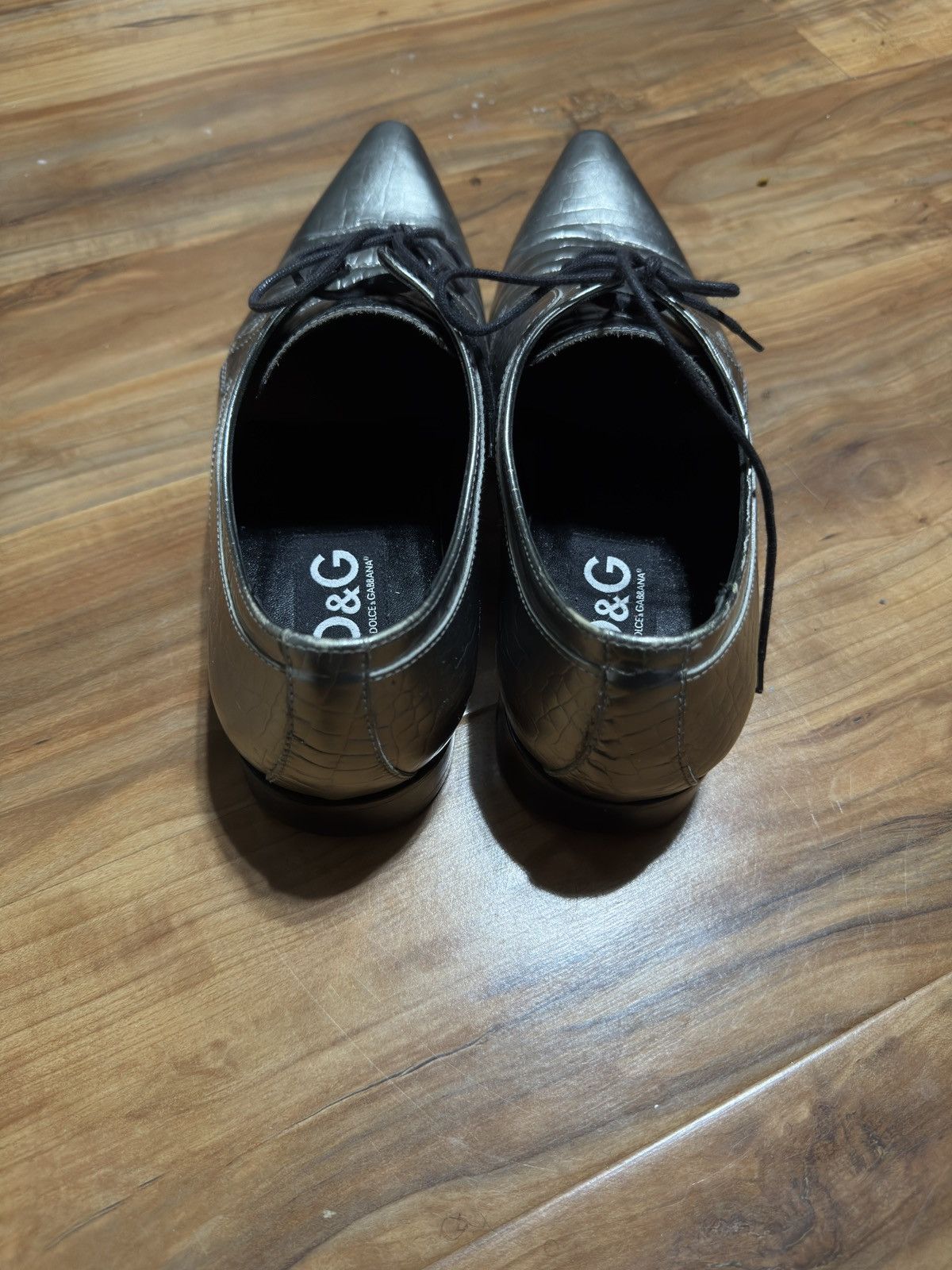Dolce & Gabbana Dolce & Gabbana Alligator Embossed Silver Derbies Size US 8.5 / EU 41-42 - 6 Thumbnail