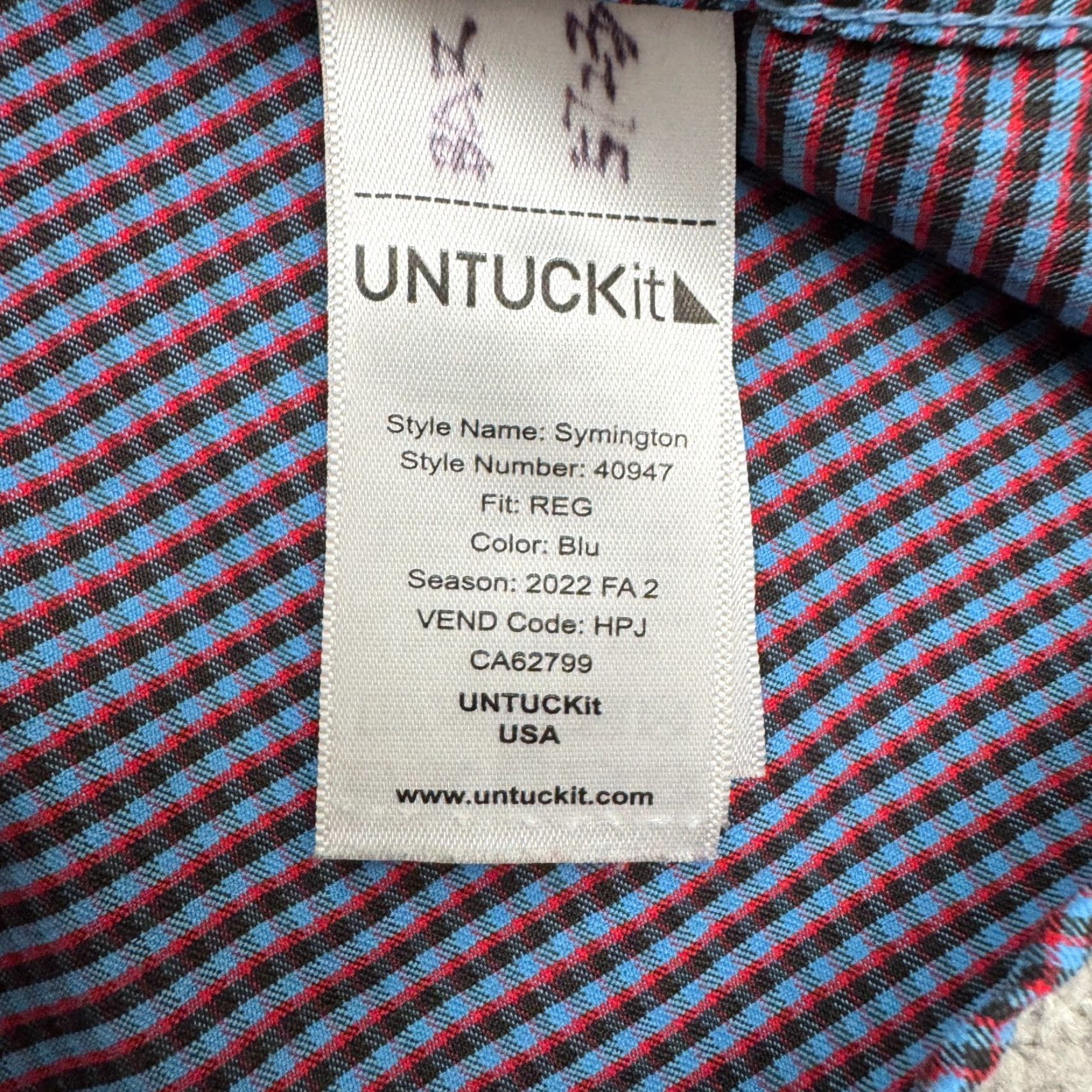 UNTUCKit UNTUCKit Button-Up Shirt Mens XL Regular Fit Plaid Button-Down Red Blue Multicolor Classic Casual Shirt Size US XL / EU 56 / 4 - 7 Thumbnail
