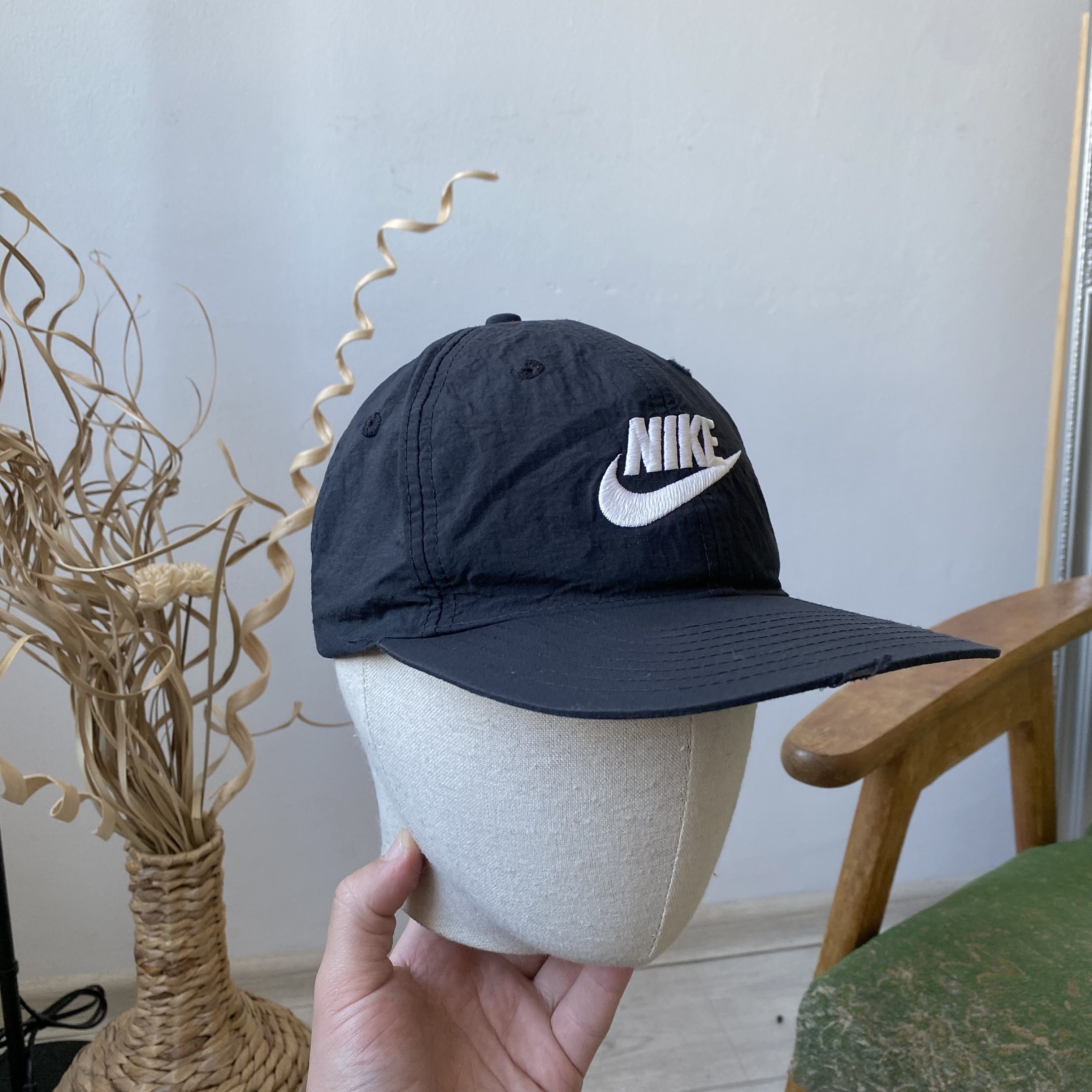 Nike 🖤 Vintage 80-90s Nike Nylon cap Big logo swoosh Dad hat Size ONE SIZE - 2 Thumbnail