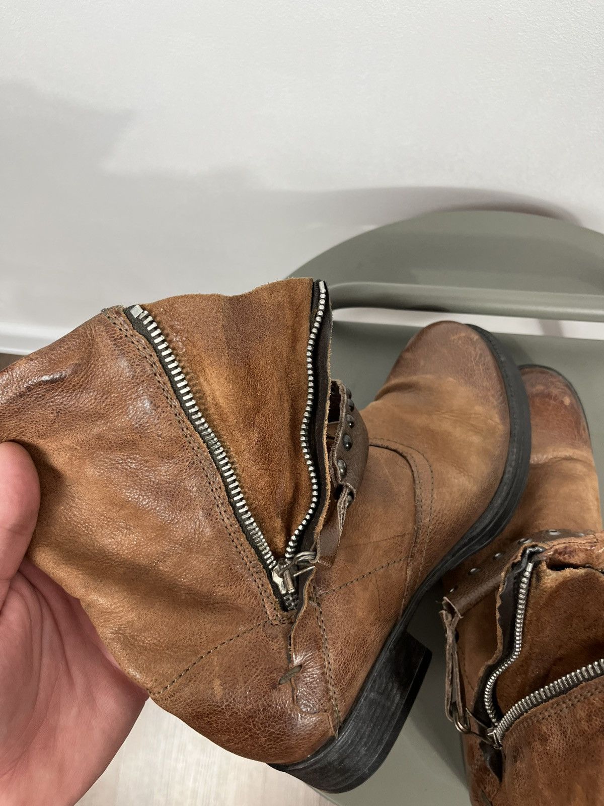 Other Avant-Garde Brown Leather Boots With Double Zip And Straps Size US 6 / IT 36 - 16 Thumbnail