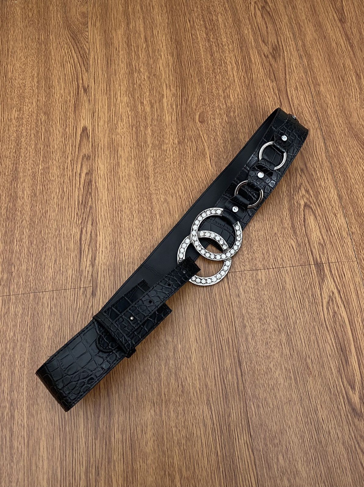 If Six Was Nine × Japanese Brand × Le Grande Bleu (L.G.B.) Aligator black crystal belt Size ONE SIZE - 2 Thumbnail