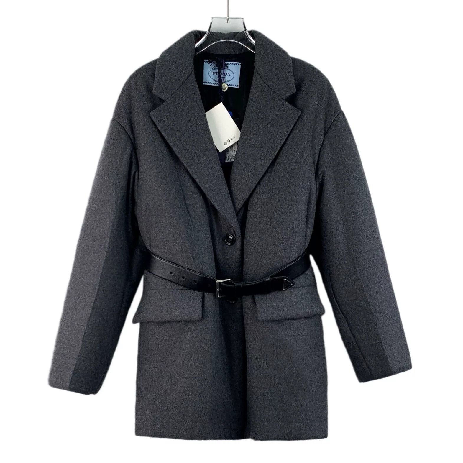 Prada Gray Cashmere Collar Long Coat