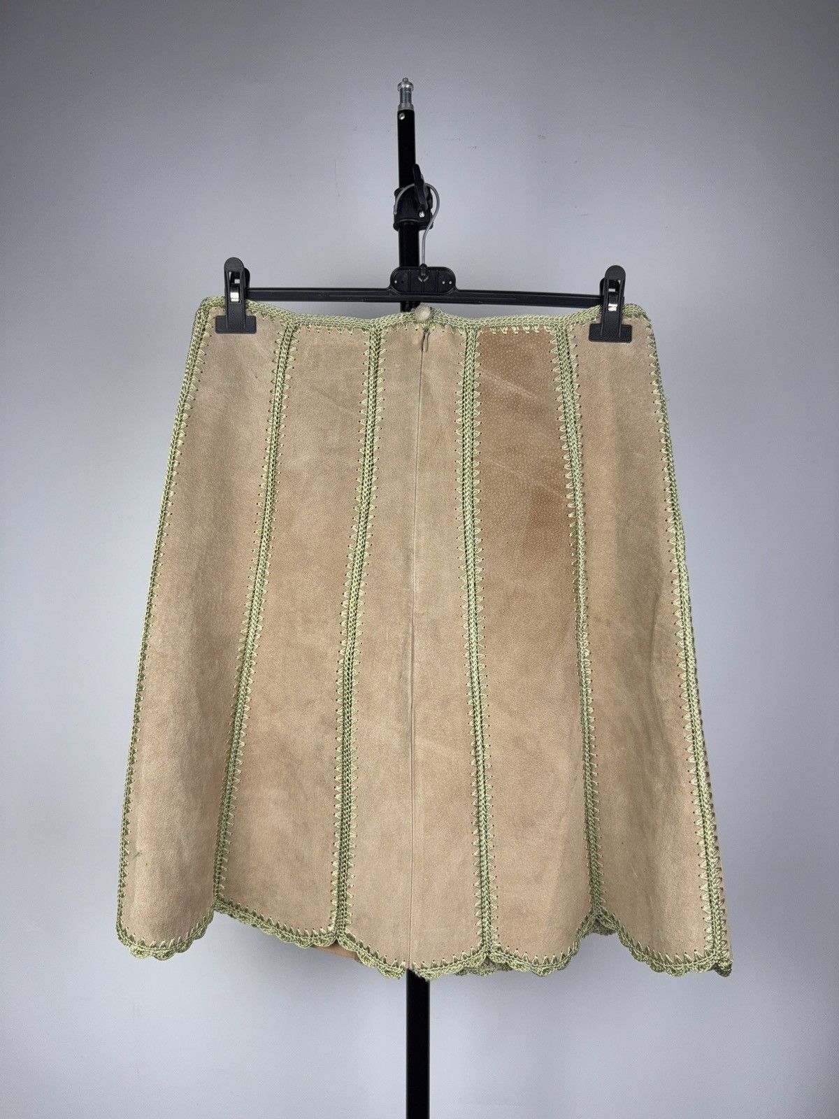 Genuine Leather Retro Rem Jorgensen Suede Skirt Boho 70sAvant Garde Style XL Size 31" - 4 Thumbnail