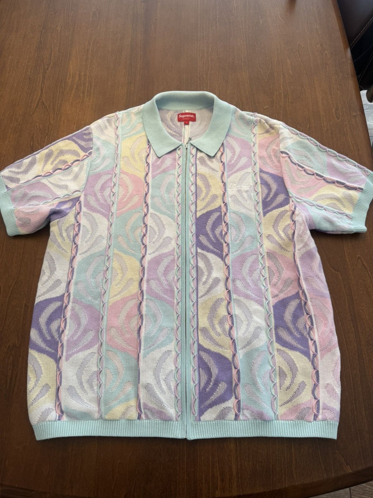 Supreme Patchwork Knit Zip Up Polo | Grailed