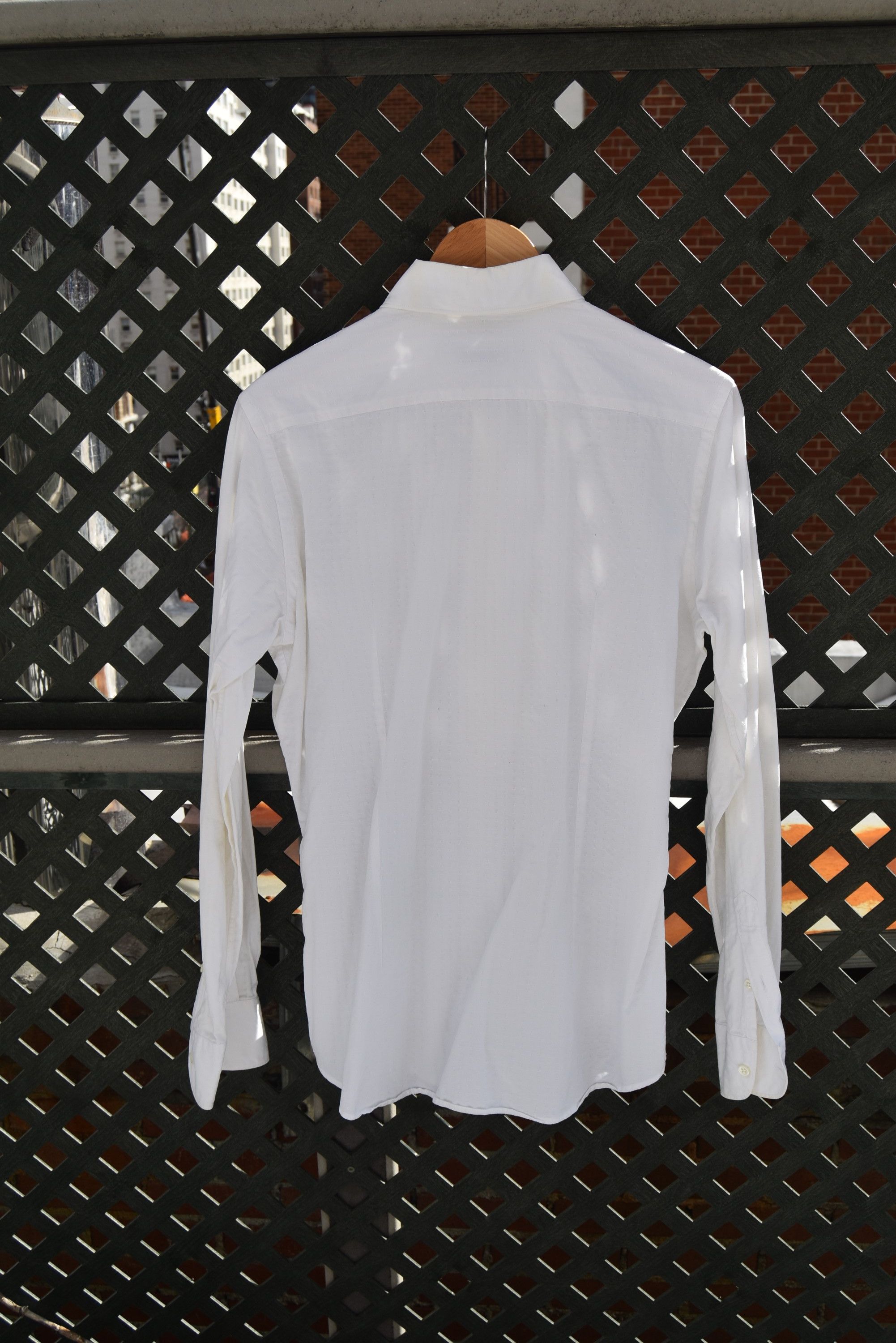 Incotex Glanshirt by Incotex white cotton jacquard button-down shirt Size US M / EU 48-50 / 2 - 5 Thumbnail