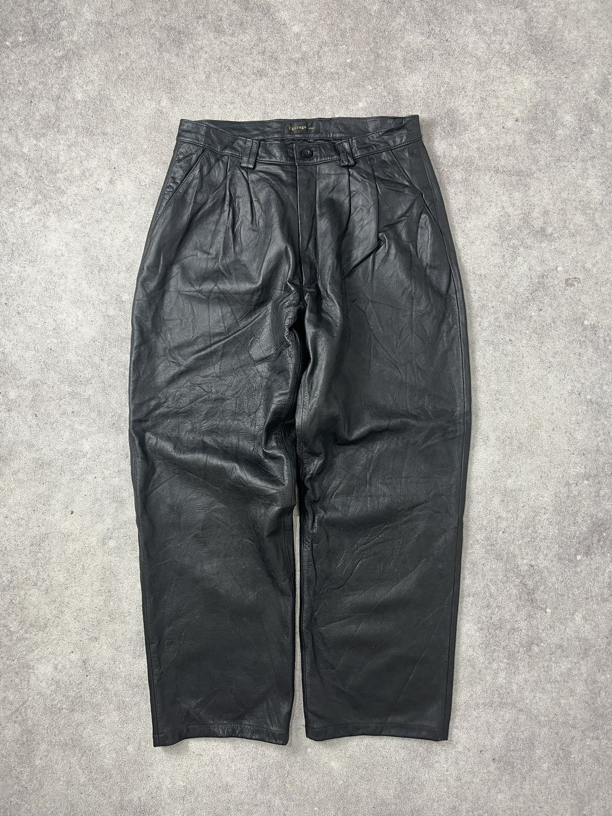 Vintage I garage uomo leather double tuck pants Size US 33 - 1 Thumbnail