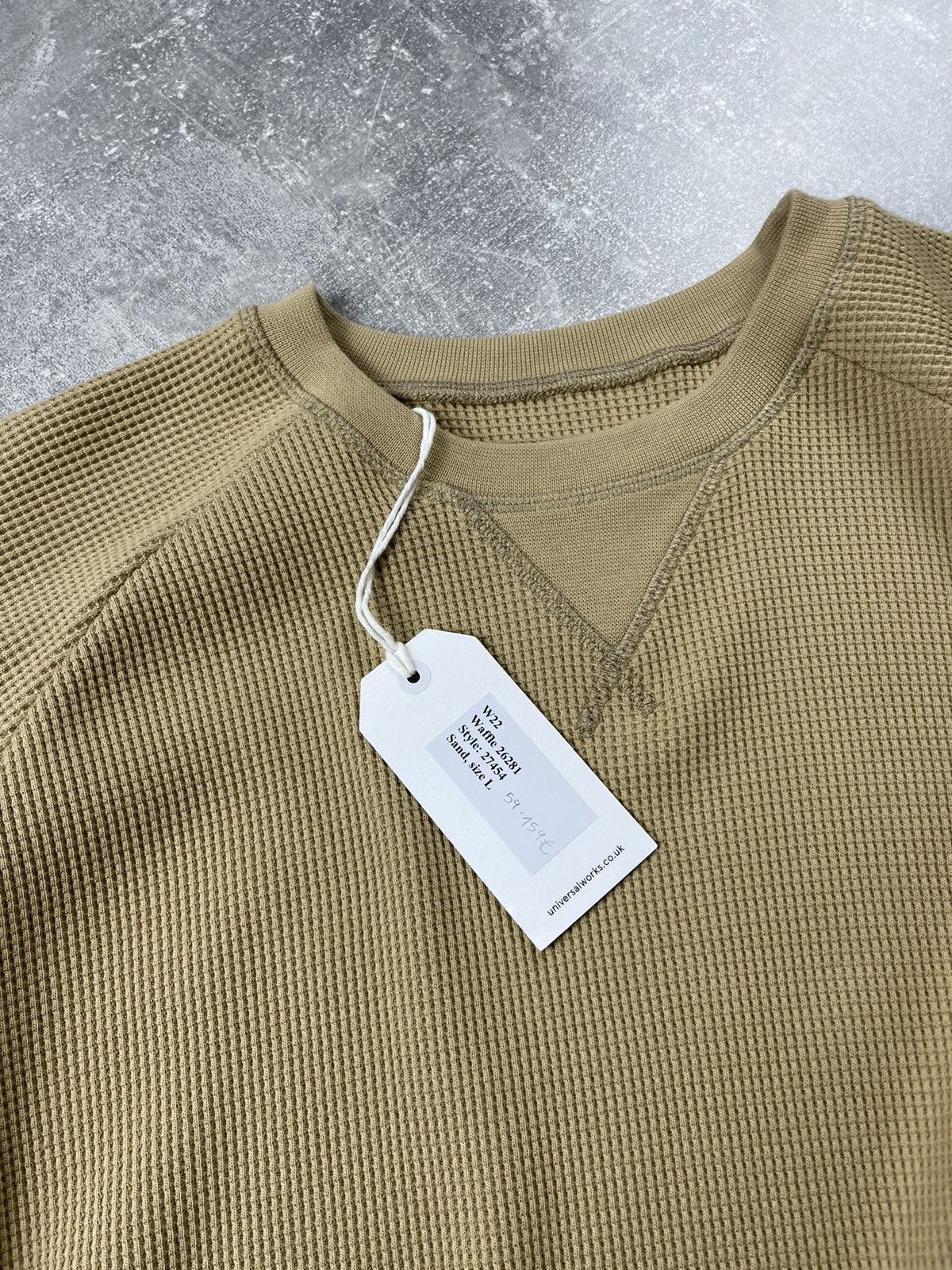 Universal Works Universal Works Waffle Crewneck Sweatshirt Sand Beige Size US L / EU 52-54 / 3 - 10 Thumbnail