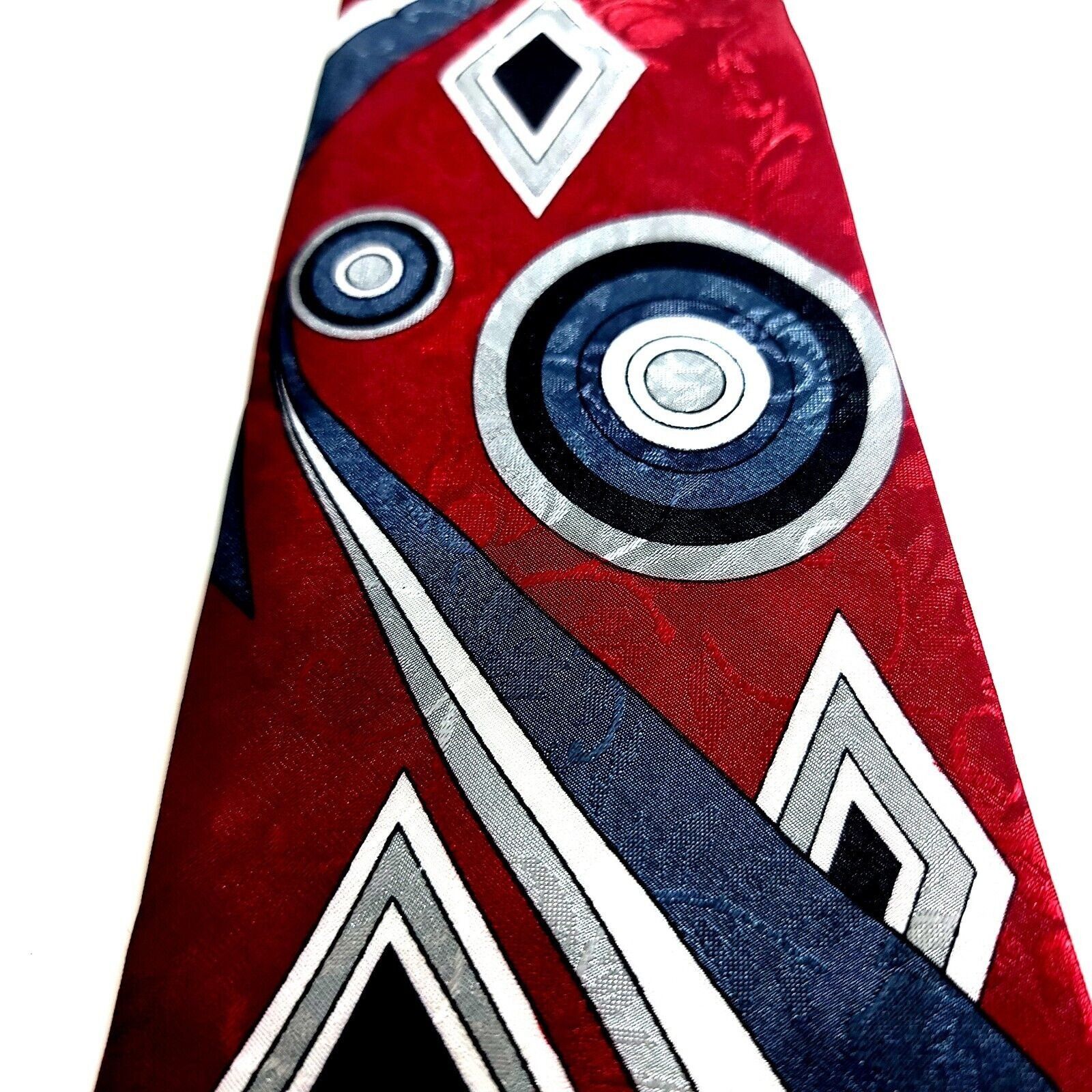 Designer Empire High Fashion Red Blue Jacquard Print Abstract Polyest Size ONE SIZE - 2 Thumbnail