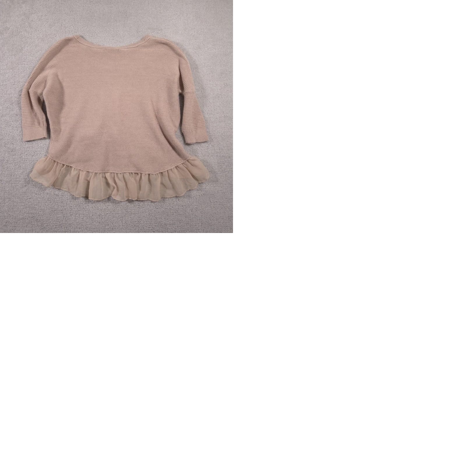 American Eagle Outfitters American Eagle Sweater Shirt Womens Small Beige 3/4 Sleeve Knit Pullover Ruffle Hem Casual Size S / US 4 / IT 40 - 9 Thumbnail