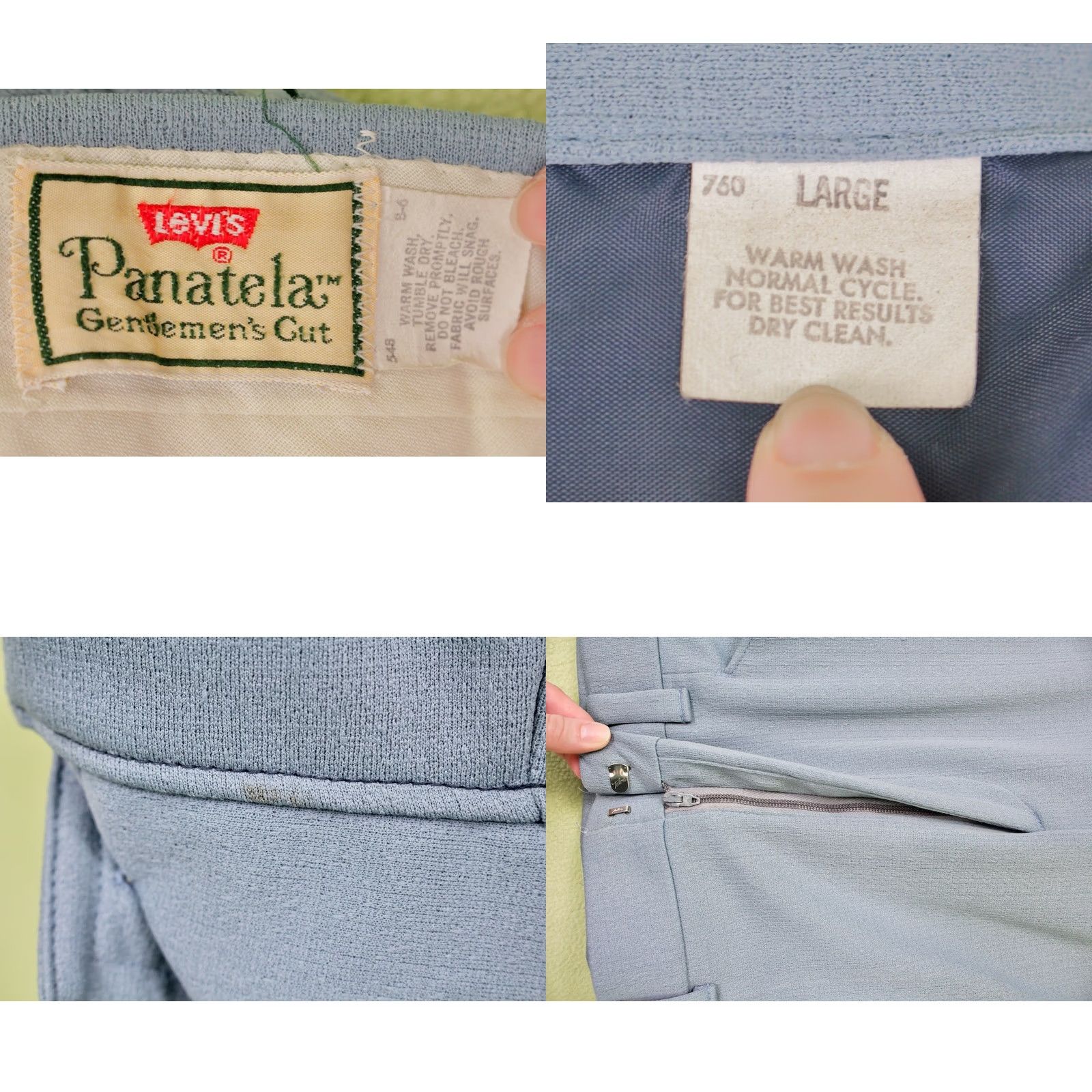 Levi's Levi's 70s Leisure Suit Jacket Pants Panatela Polyester Light Blue Mens L Vintage Disco Size 40R - 9 Thumbnail