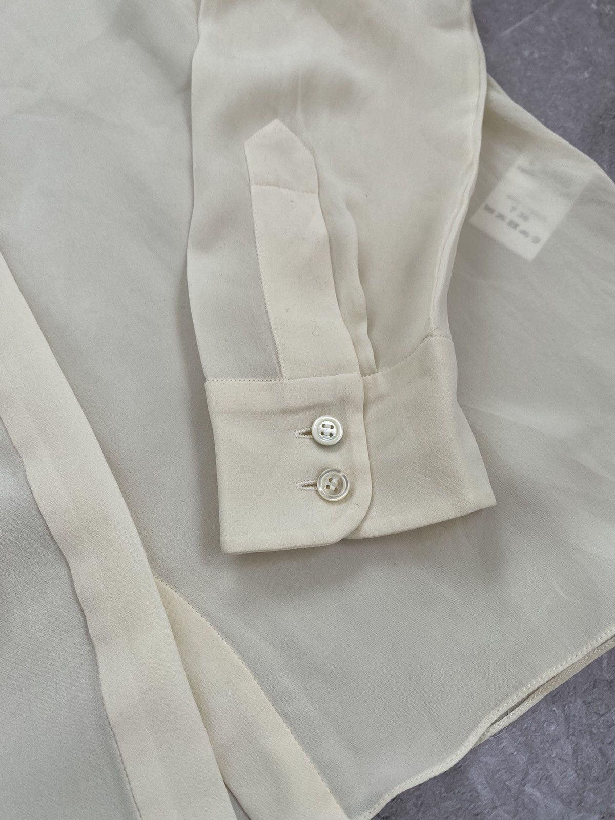 Chloe Chloe Sheer 100% Silk Blouse Long Sleeve Milk Made in France Size XS / US 0-2 / IT 36-38 - 6 Thumbnail