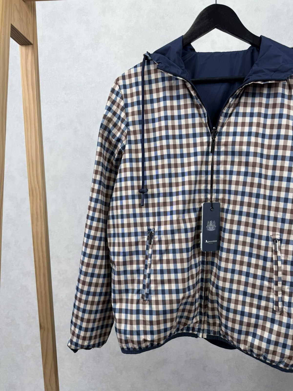 Aquascutum Aquascutum Men`s Hooded Reversible Sailor Checked Jacket Size US S / EU 44-46 / 1 - 9 Thumbnail